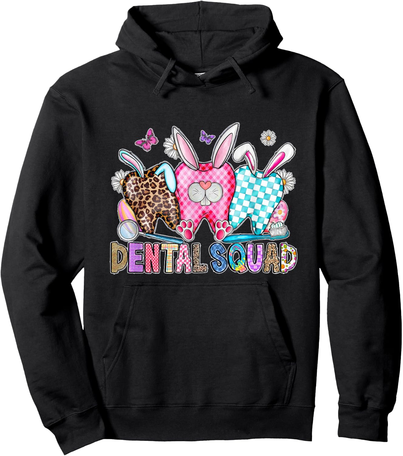 Dental Squad Tooth Dental Assistant Easter Day Easter Eggs Hoodie - Hoodie | Black