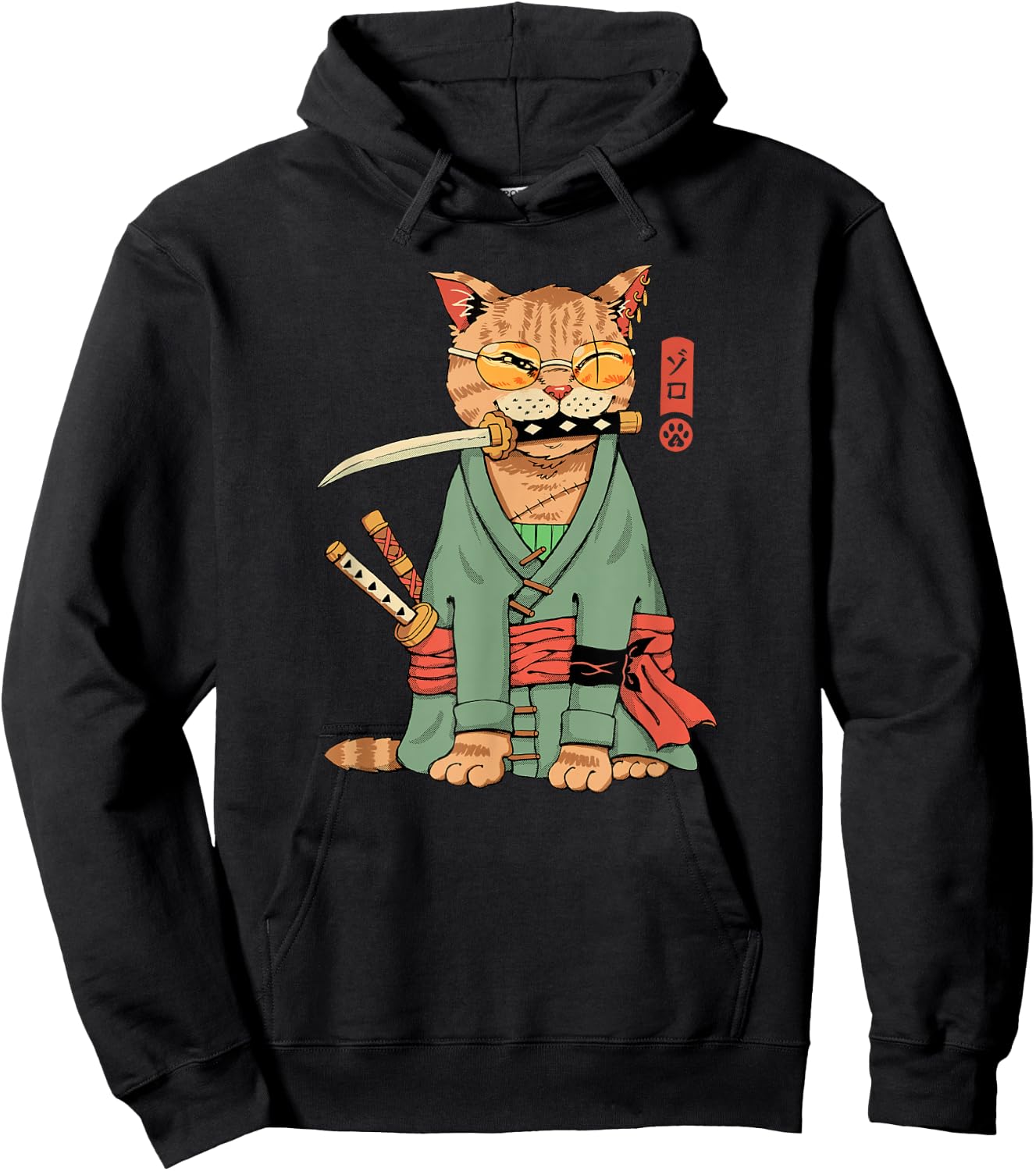 Zoro Cat Warrior Hoodie - Hoodie | Black