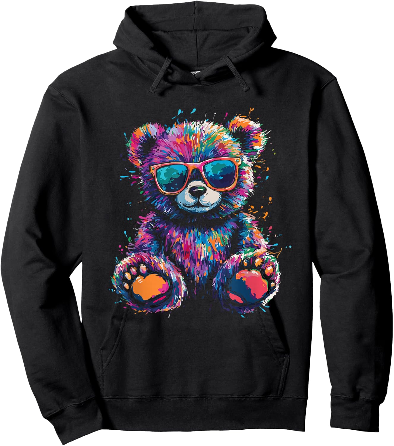 Cool Colourful Bear with Sunglasses Hoodie - Hoodie | Black