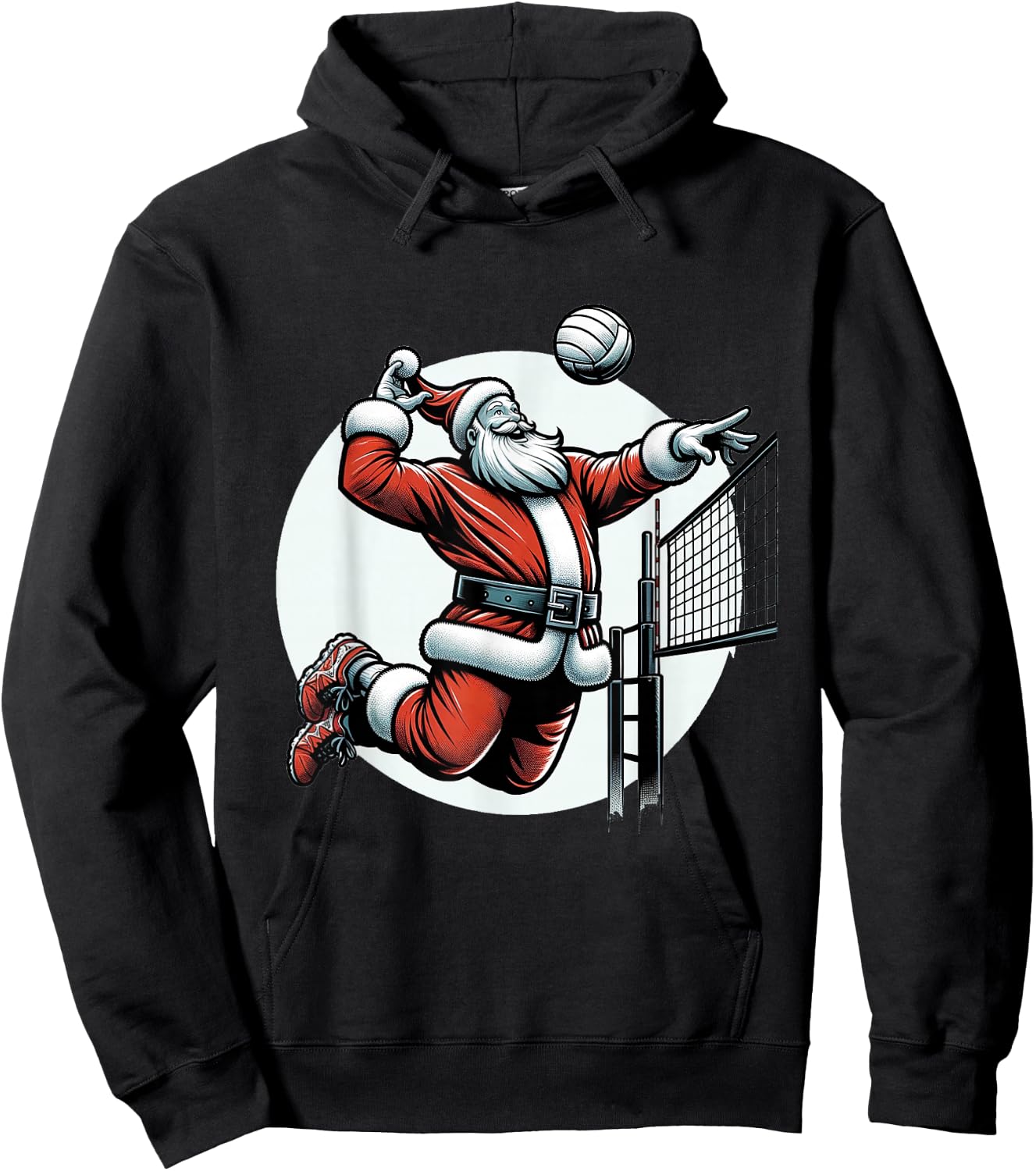 Volleybal Santa Claus Playing Volleybal Spiking Over The Net Hoodie - Hoodie | Black