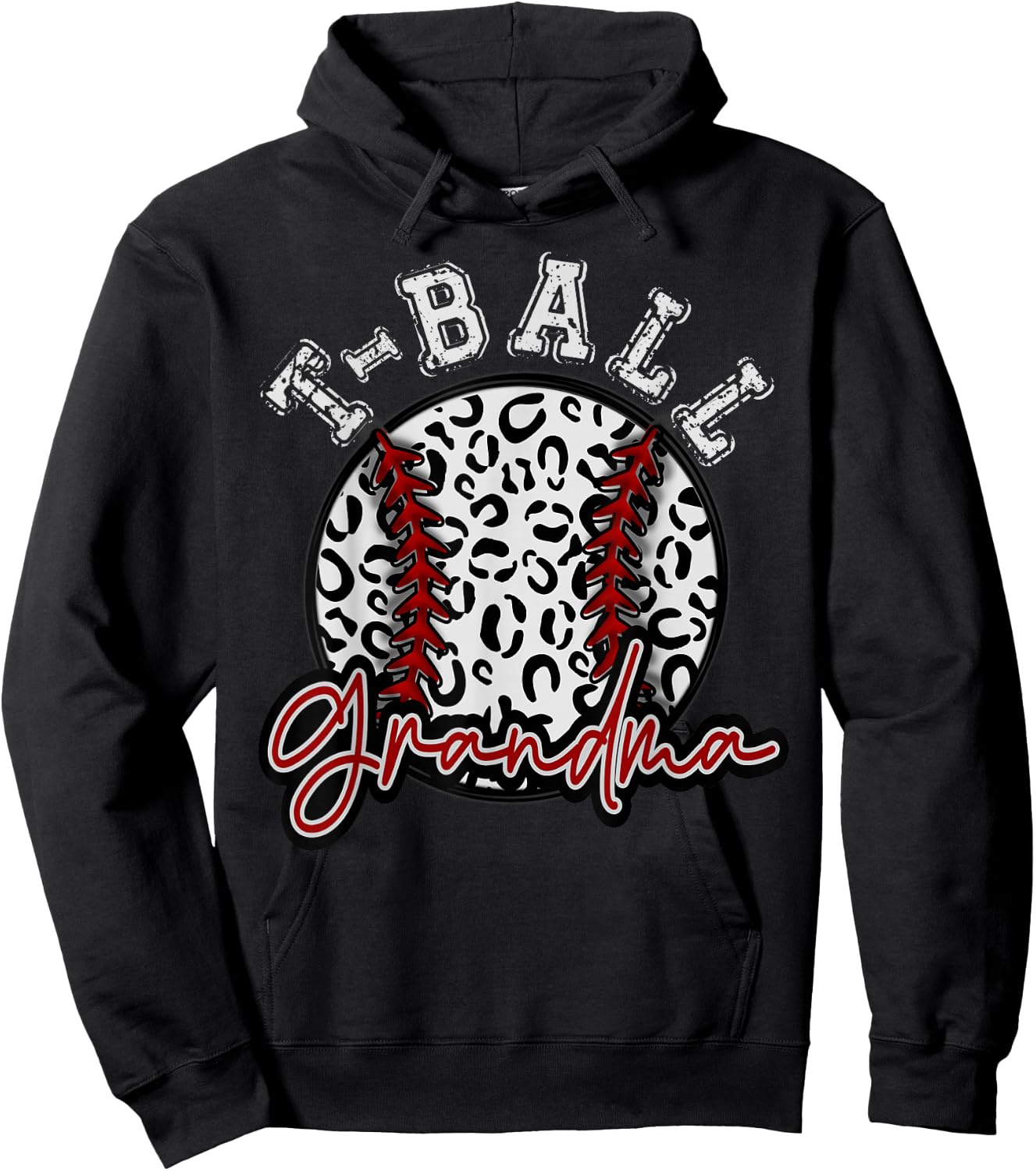 Leopard Cheetah T-ball Tball GRANDMA Shirt Woman Trendy Hoodie - Hoodie | Black