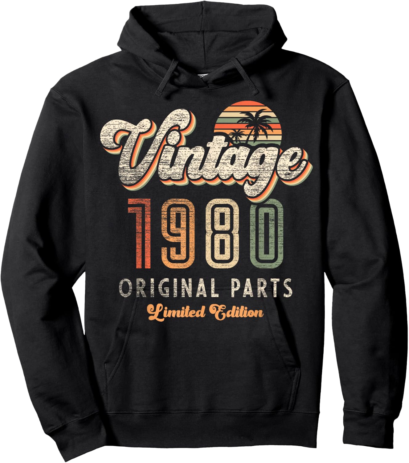 Vintage 1980 Limited Edition 45th Anniversary Palm Retro Hoodie - Hoodie | Black
