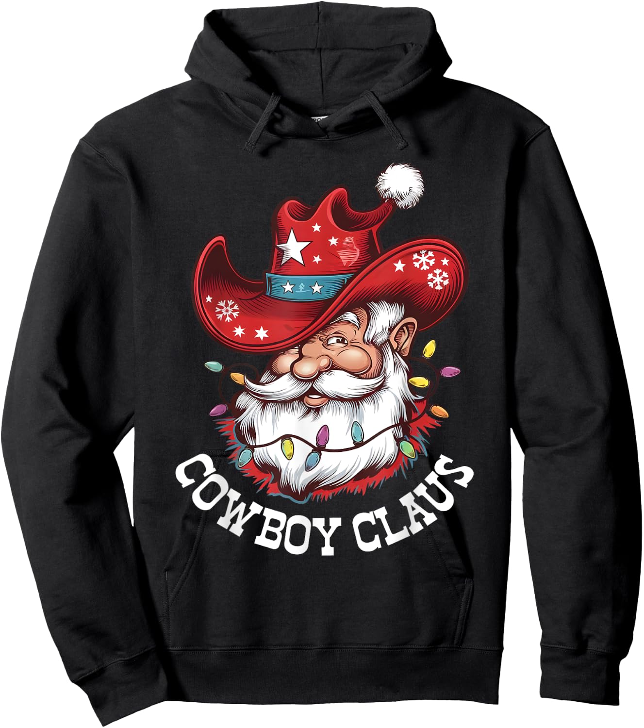 Cowboy Claus Cowboy Santa Hat Xmas Christmas Western Style Hoodie - Hoodie | Black