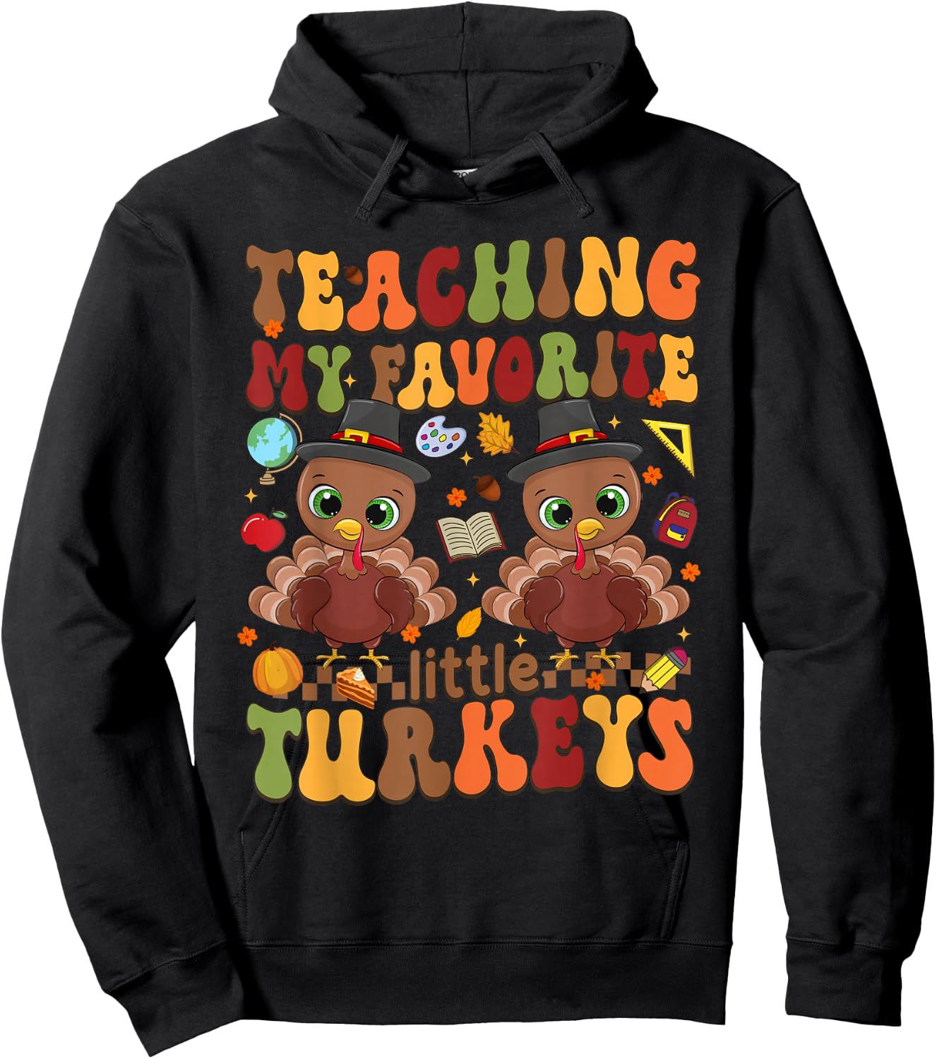 Thanksgiving Teachers - -Adults, Kids - Black - Short Sleeve - - Size: Small Hoodie - Hoodie | Black