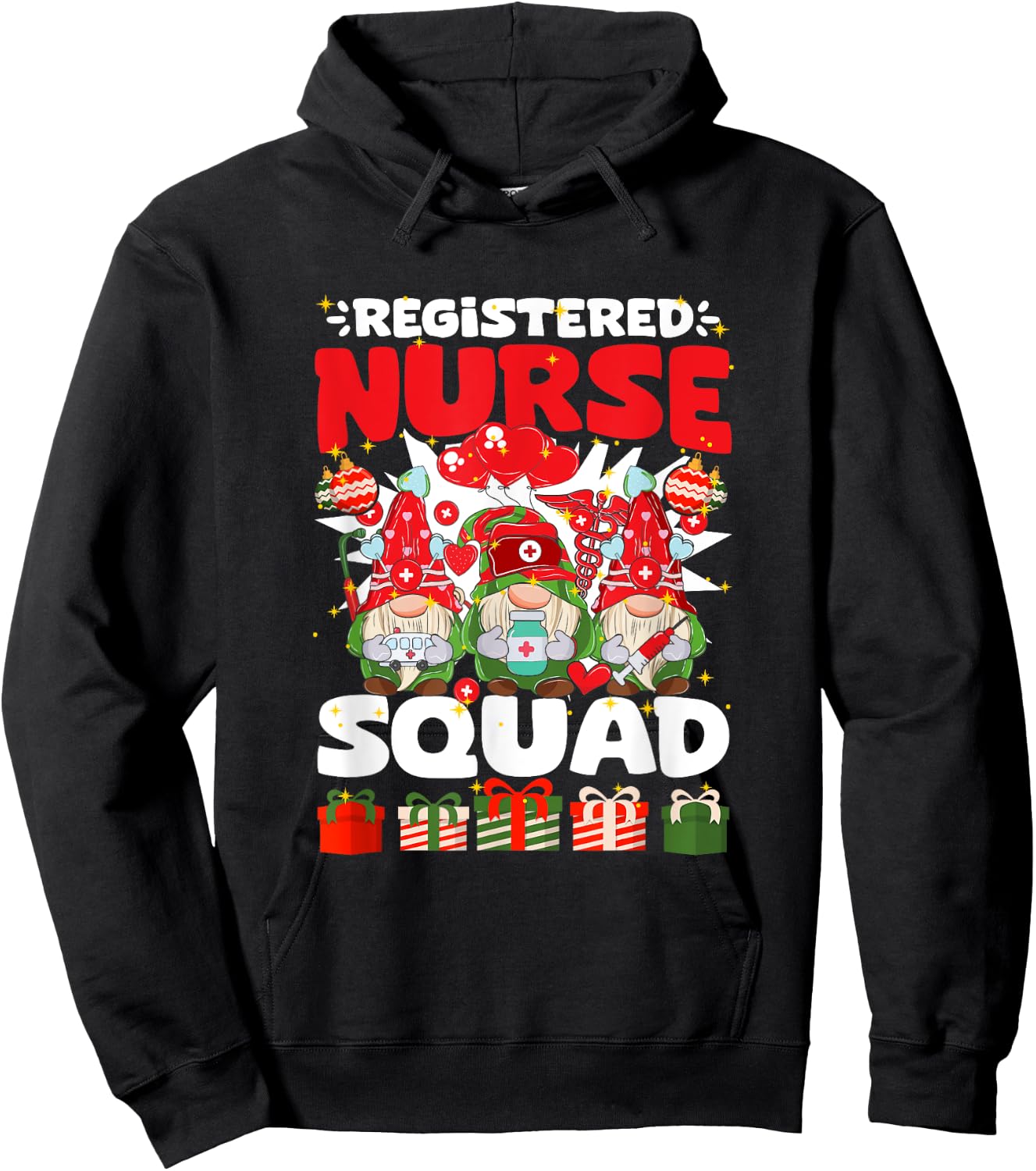 Registered Nurse Squad RN Gnomies Nursing Nurse Gnome Hoodie - Hoodie | Black