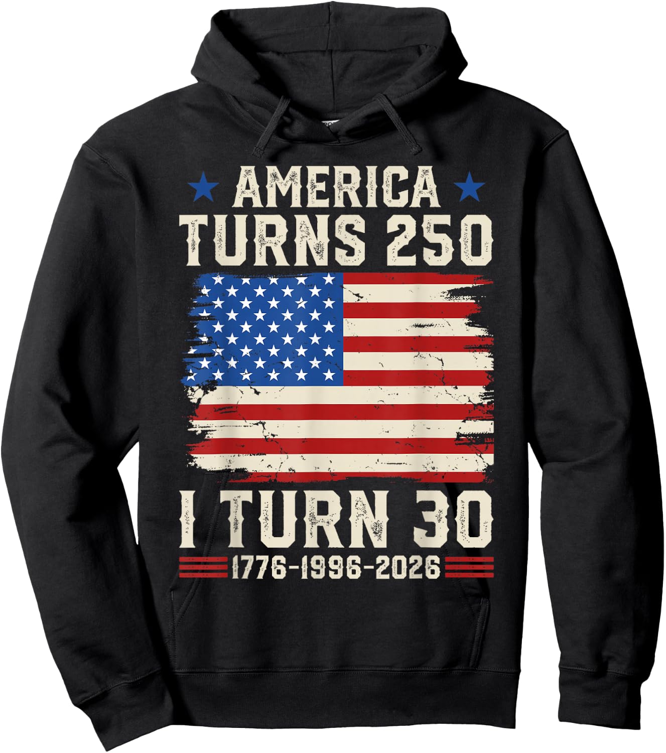 Retro Funny America Turns 250 I Turn 30 1996 30th Birthday Hoodie - Hoodie | Black