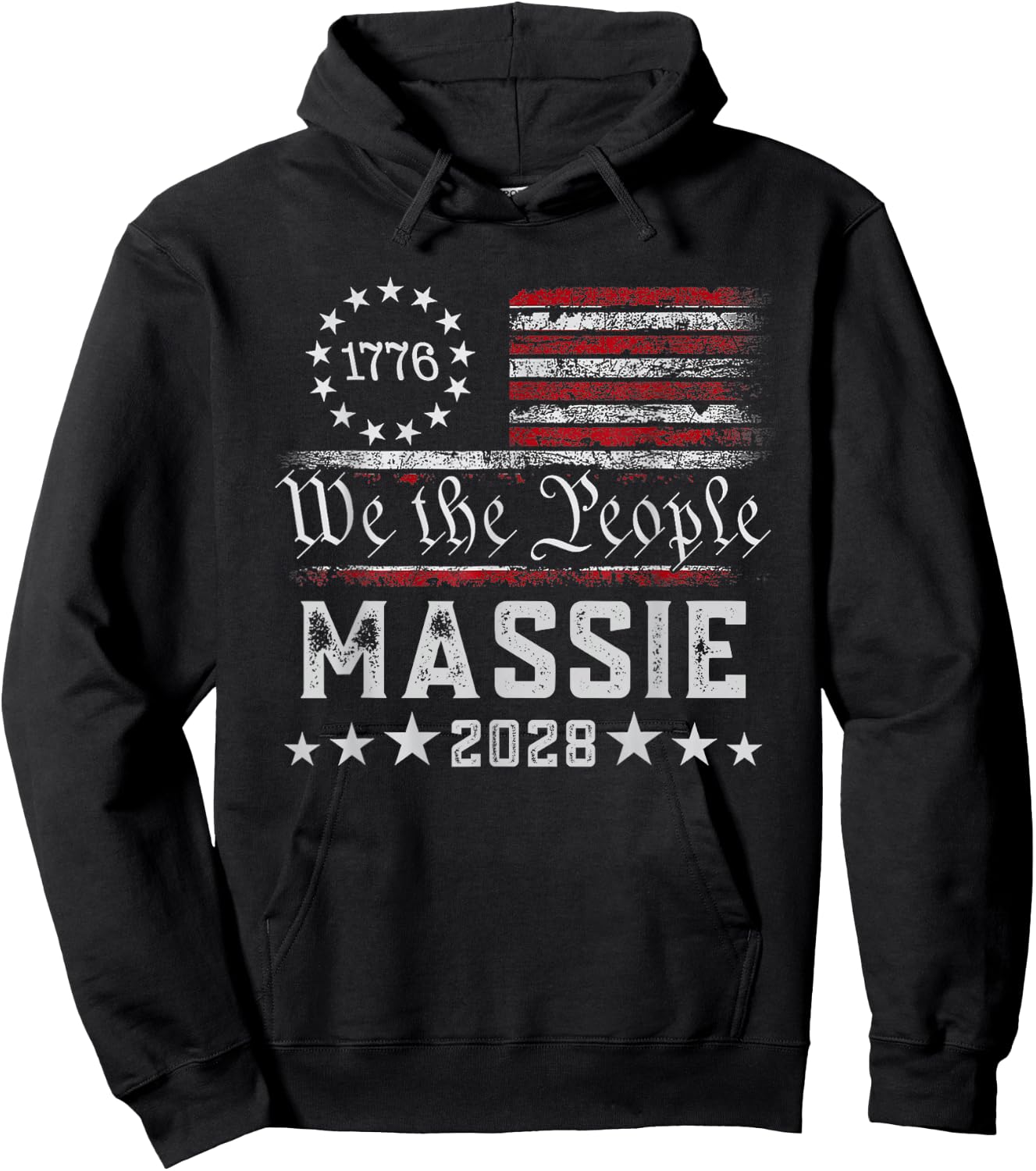 Massie 2028 for President Thomas Massie 2028 Us Flag Vintage Hoodie - Hoodie | Black