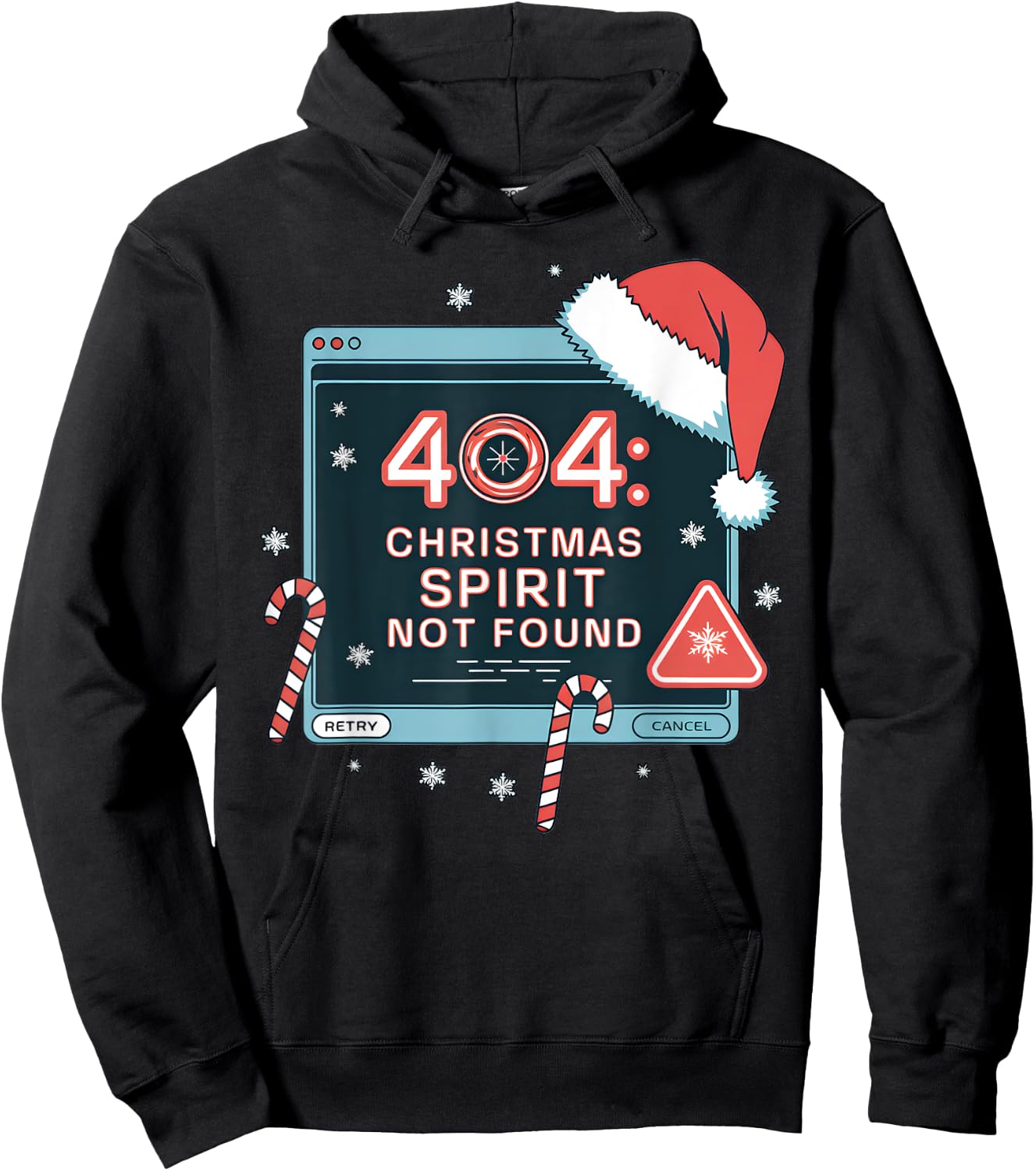 404 Error Christmas Spirit Not Found Tech Support IT Geeks Hoodie - Hoodie | Black