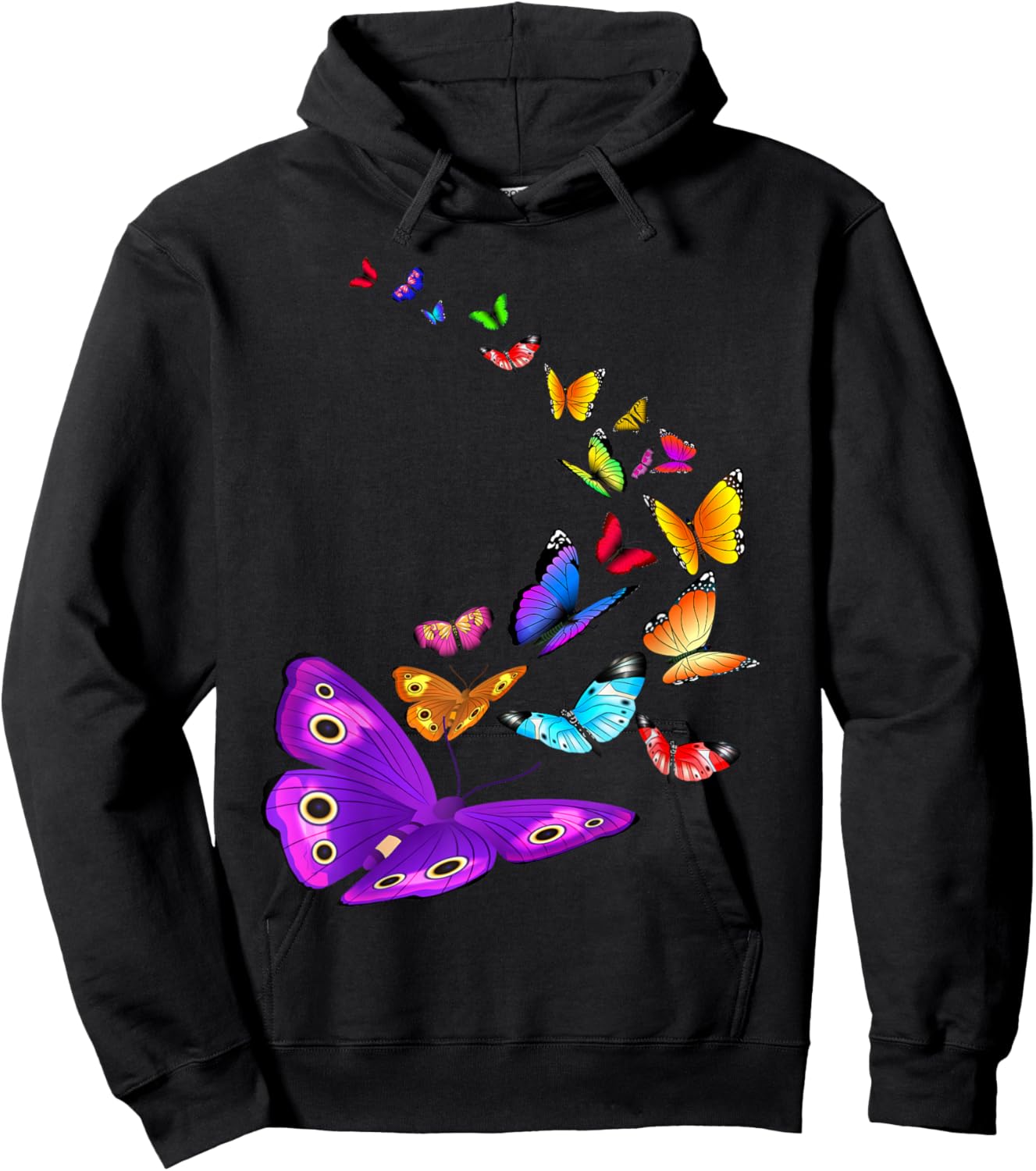 Butterfly T Shirt Flying Butterfly Wings Shirt Hoodie - Hoodie | Black
