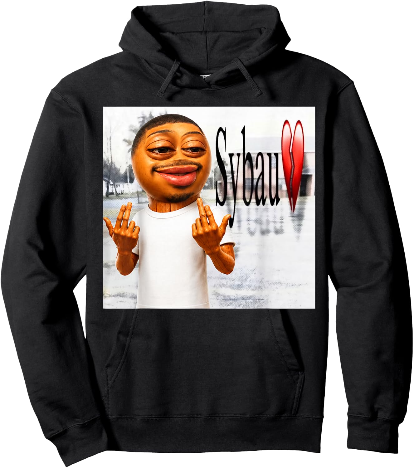 Funny Tung Tung Flight SYBAU Tuff Brainrot Meme Hoodie - Hoodie | Black