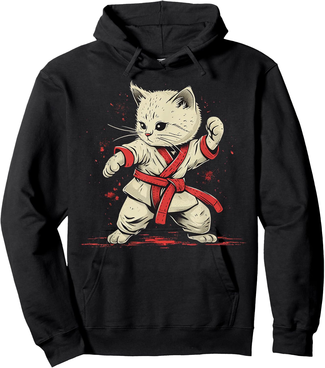 Karate Herren Damen & Kinder Katze Karateka Hoodie - Hoodie | Black