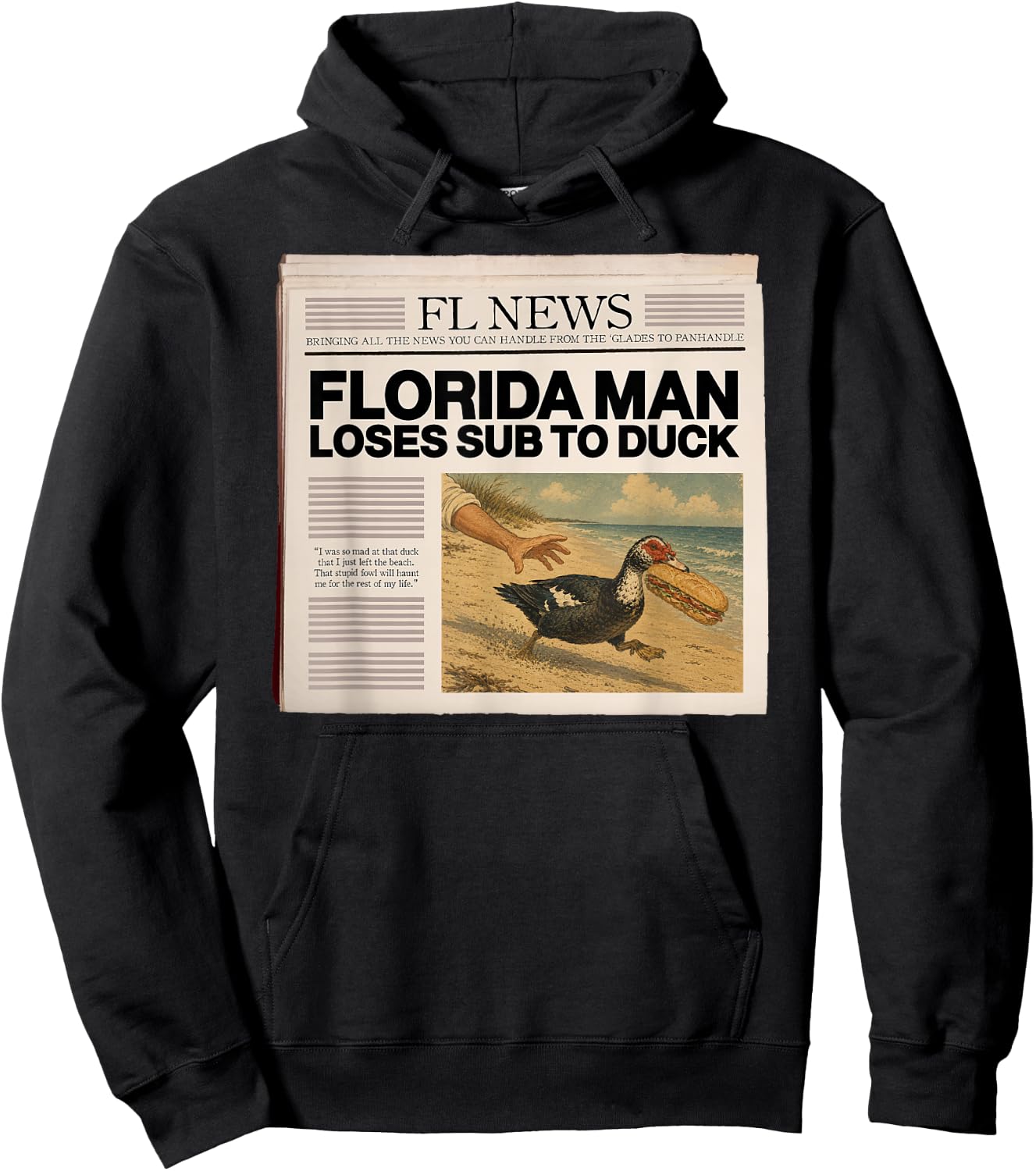 Florida Man Loses Sub to Duck Hoodie - Hoodie | Black