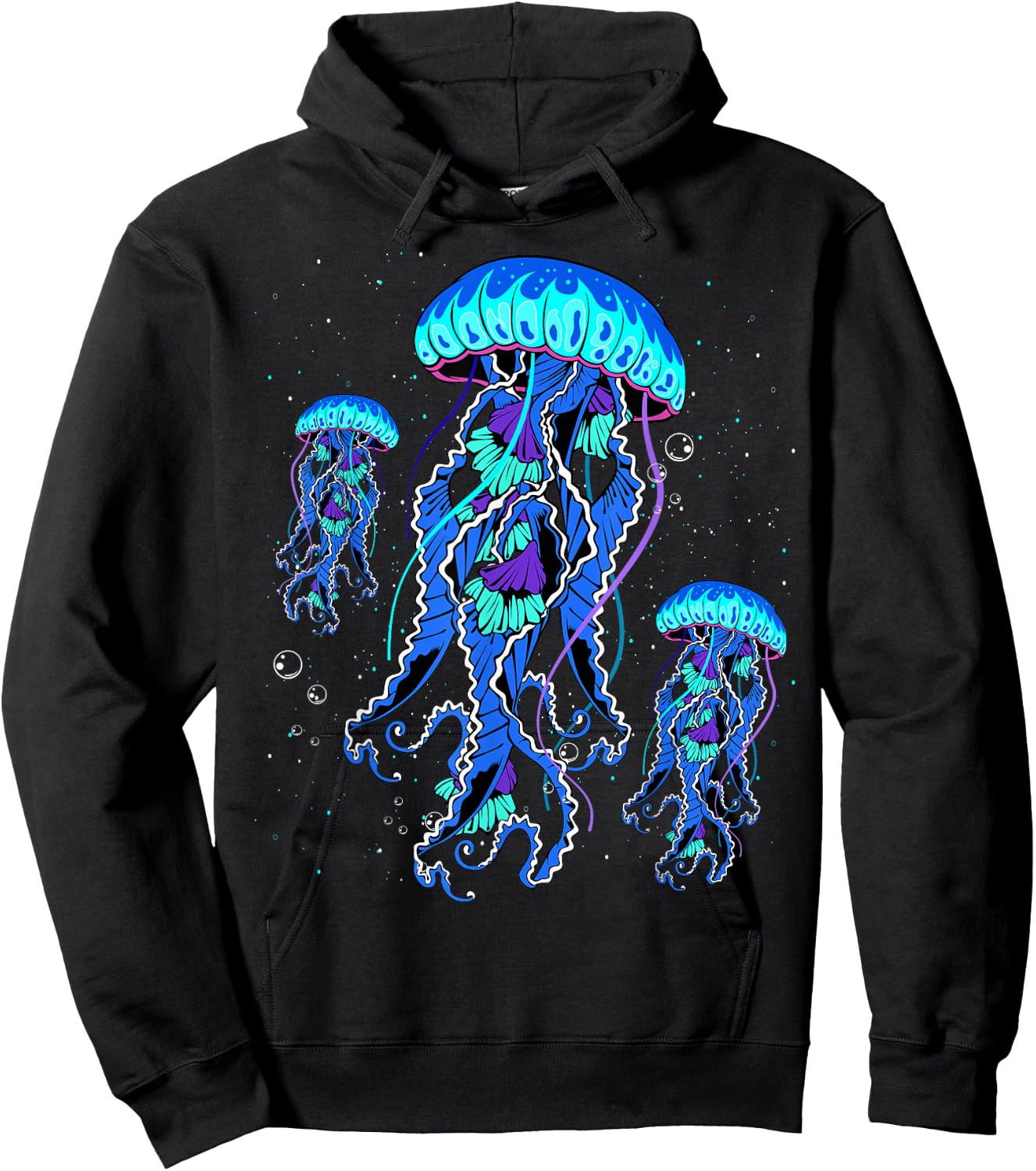 Jellyfish Medusa Jellies Blue Marine Sea Ocean Diver Surfer , black Hoodie - Hoodie | Black