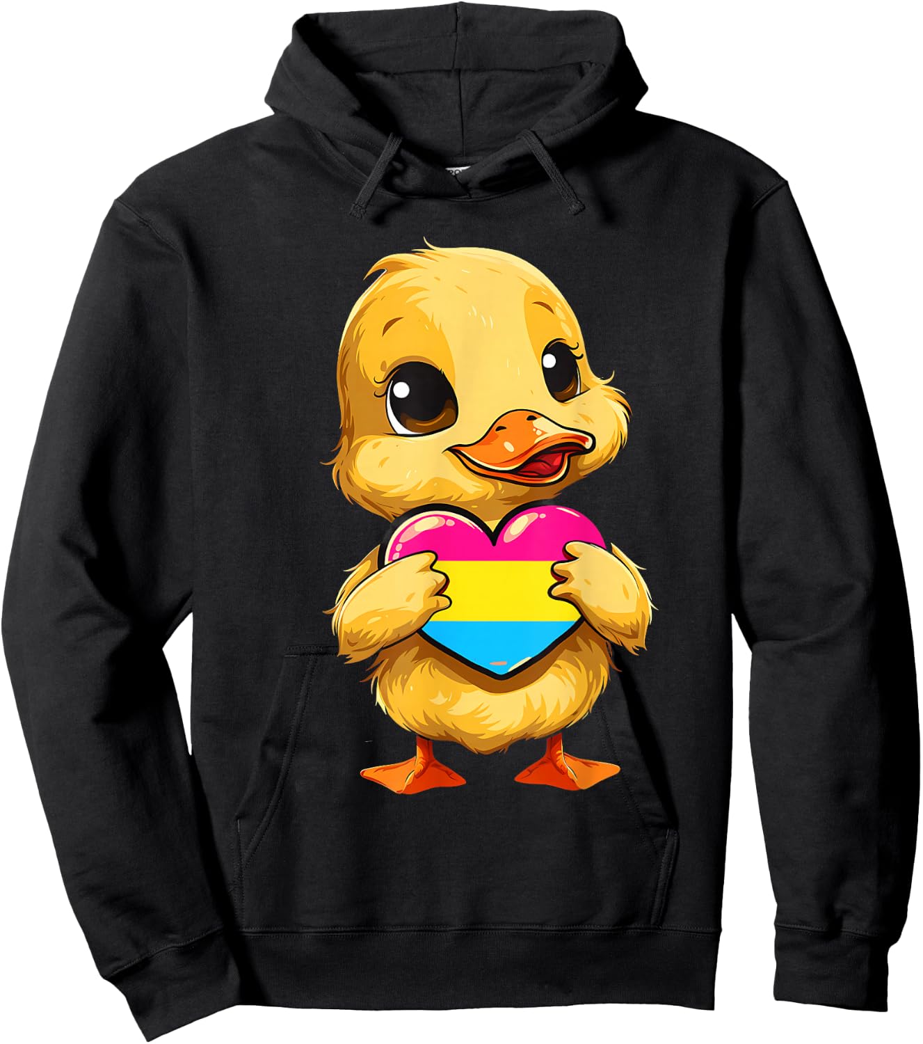 Pan Pride Duck Pansexuality Pansexual Pride Heart Pan Flag Hoodie - Hoodie | Black