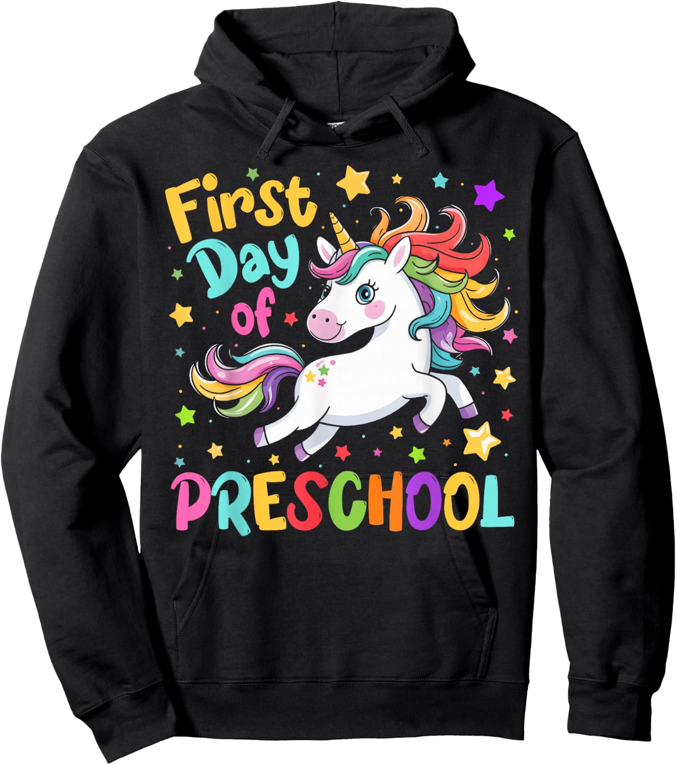 First Day Of Preschool Back To School Unicorn Hoodie - Hoodie | Black