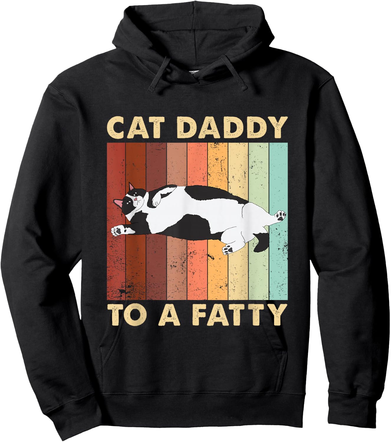 Kitty Lover Cat Gifts For Cat Lover Retro Fat Chonk Dad Funny Cat Daddy To A Fatty , Small Hoodie - Hoodie | Black