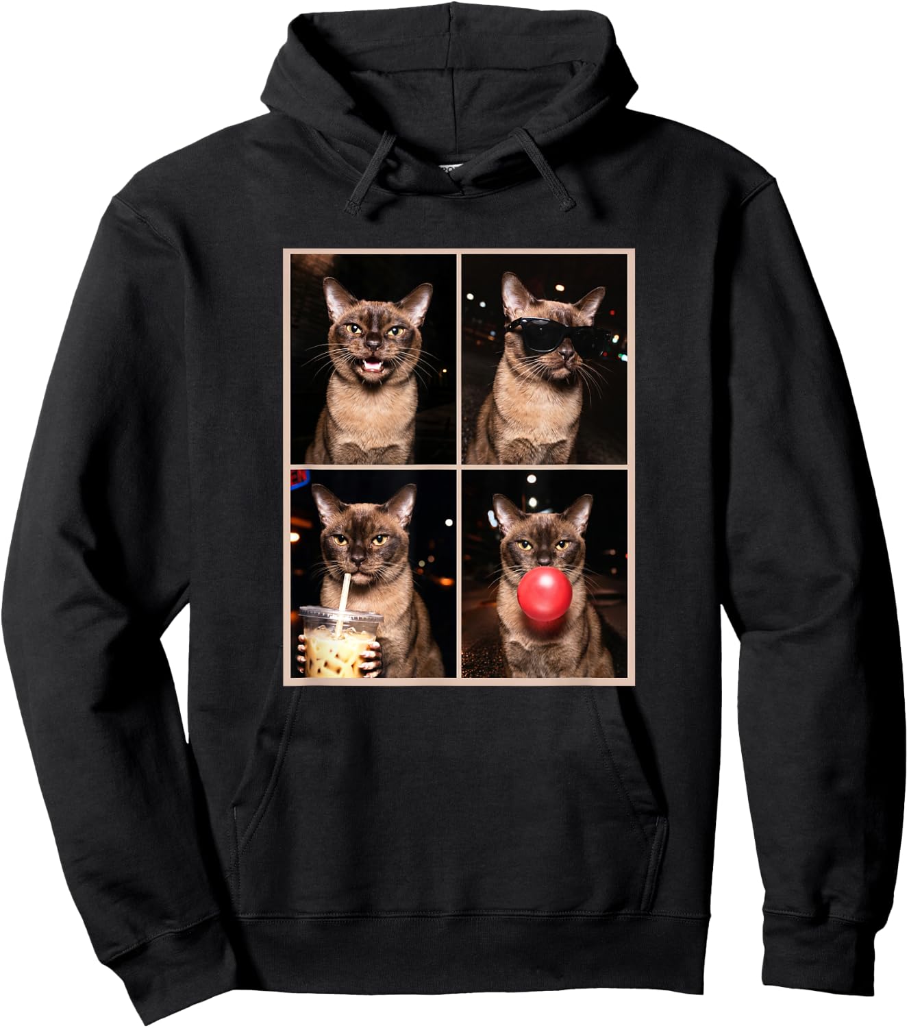Funny Photo Booth Meme Burmese cat Hoodie - Hoodie | Black