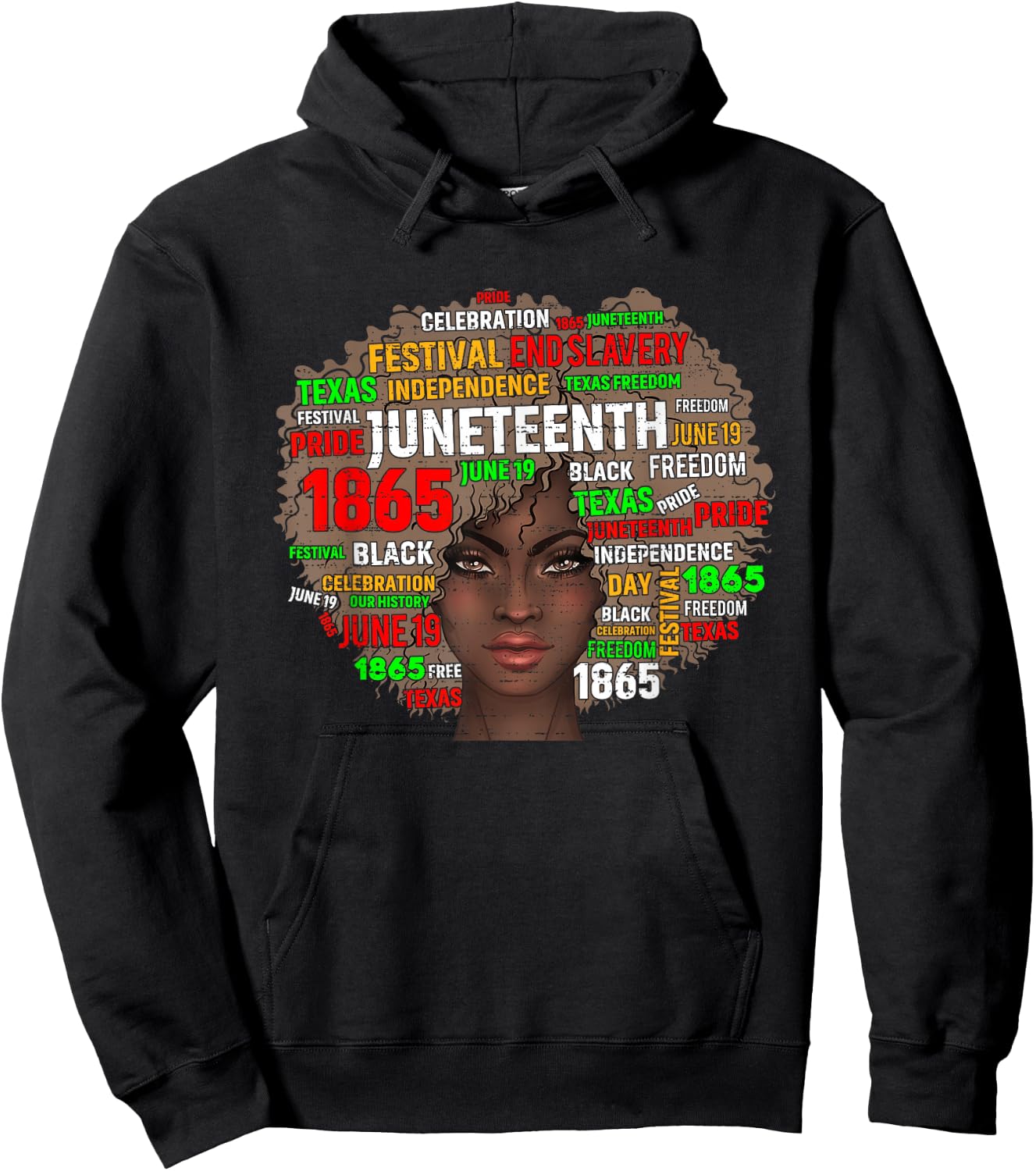 Black Juneteenth 1865 Freedom African Afro June 19th Hoodie - Hoodie | Black