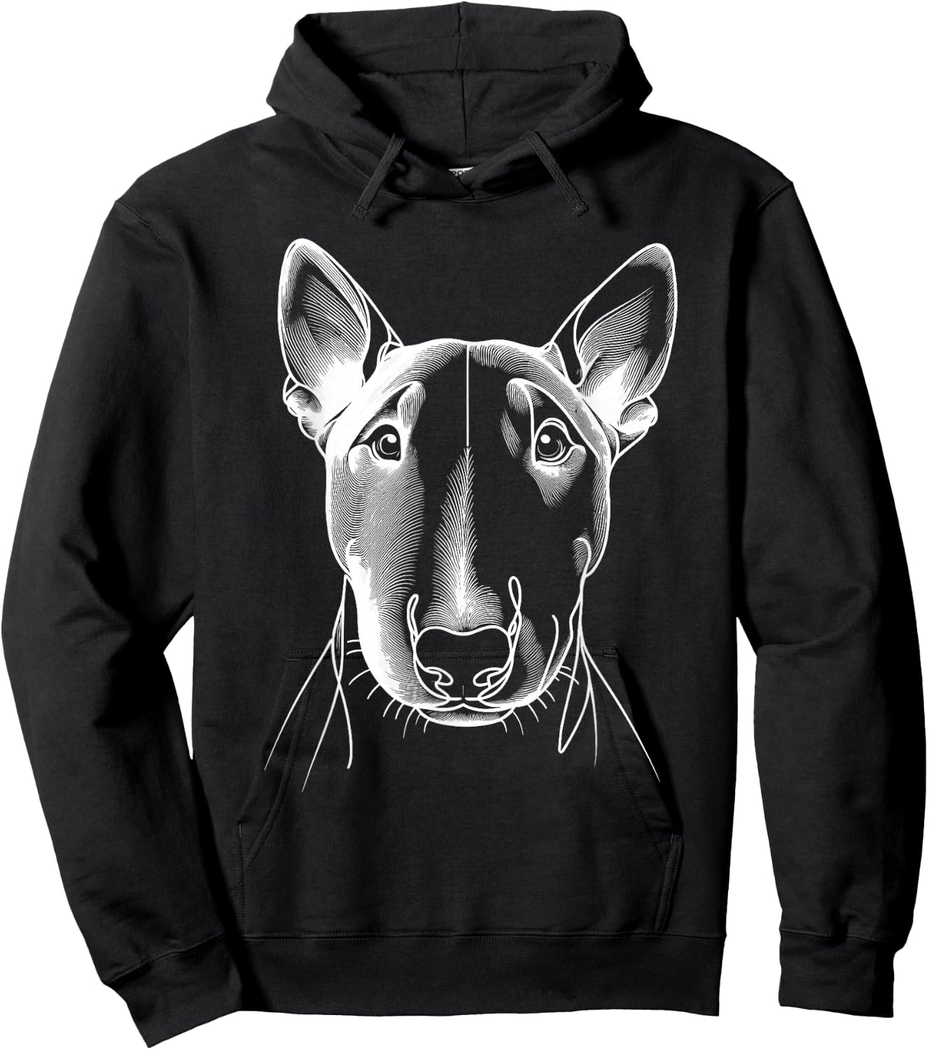 Line Art Miniature Bull Terrier Mini Bull , Black, S Hoodie - Hoodie | Black