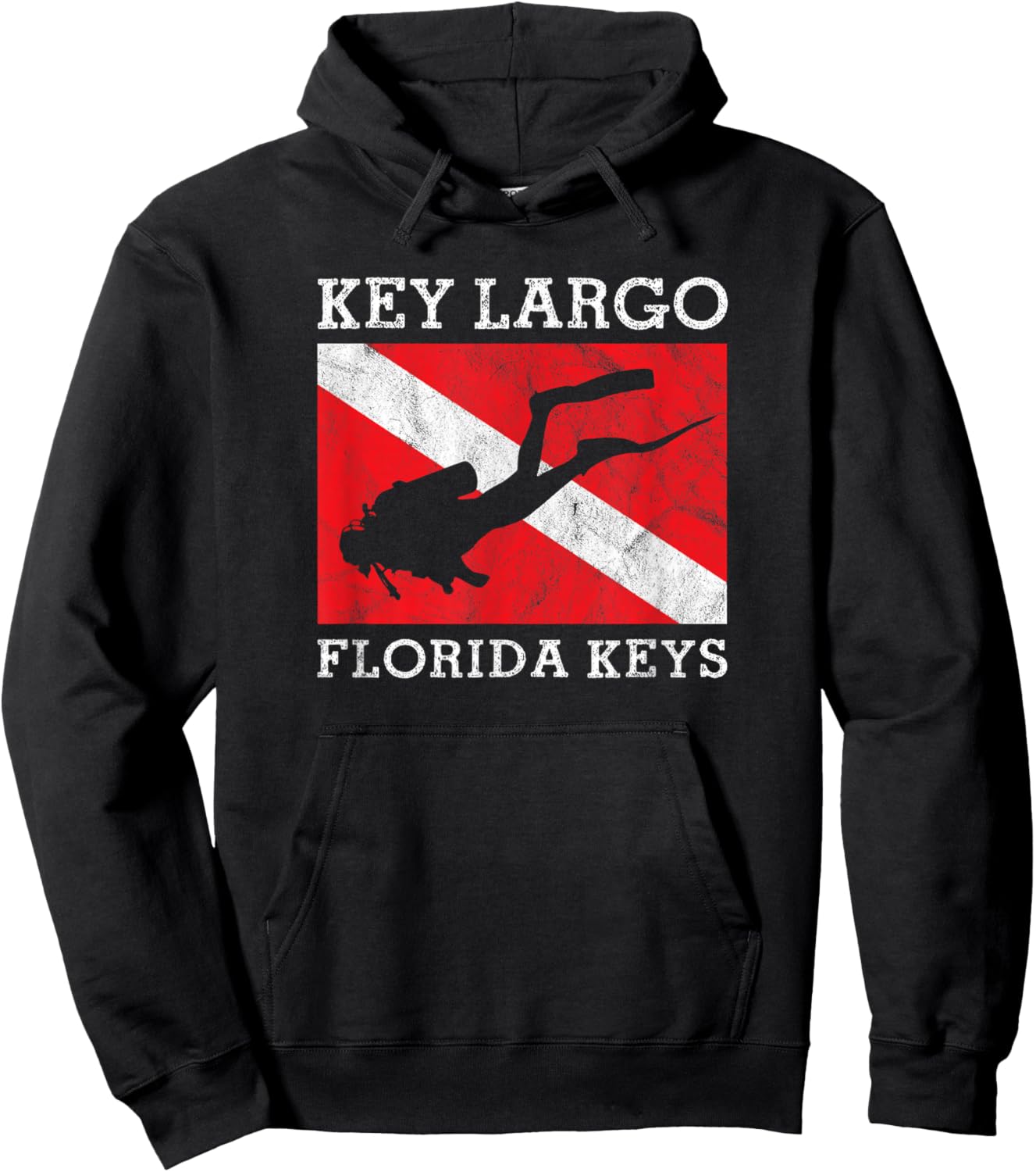 Key Largo Florida Scuba Dive Flag Souvenir Hoodie - Hoodie | Black