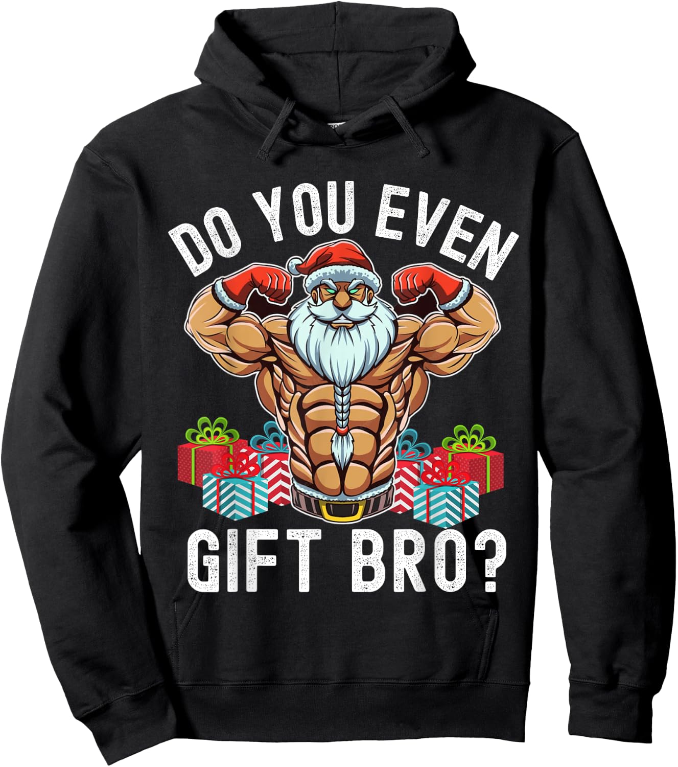 Weightlifting Bodybuilding Christmas Santa Christmas Workout Hoodie - Hoodie | Black