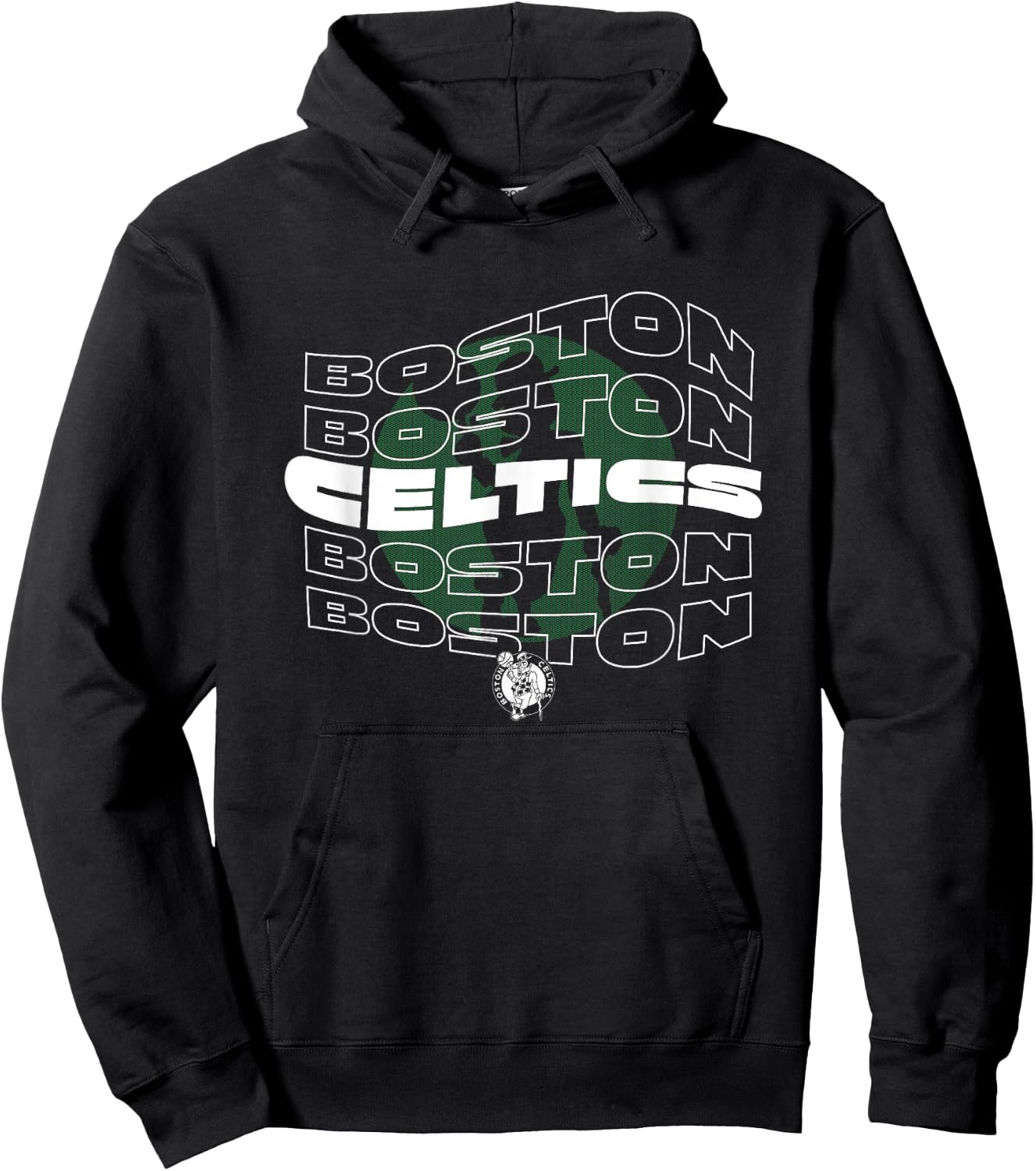 NBA Boston Celtics Wave Outline Logo Stack Hoodie - Hoodie | Black