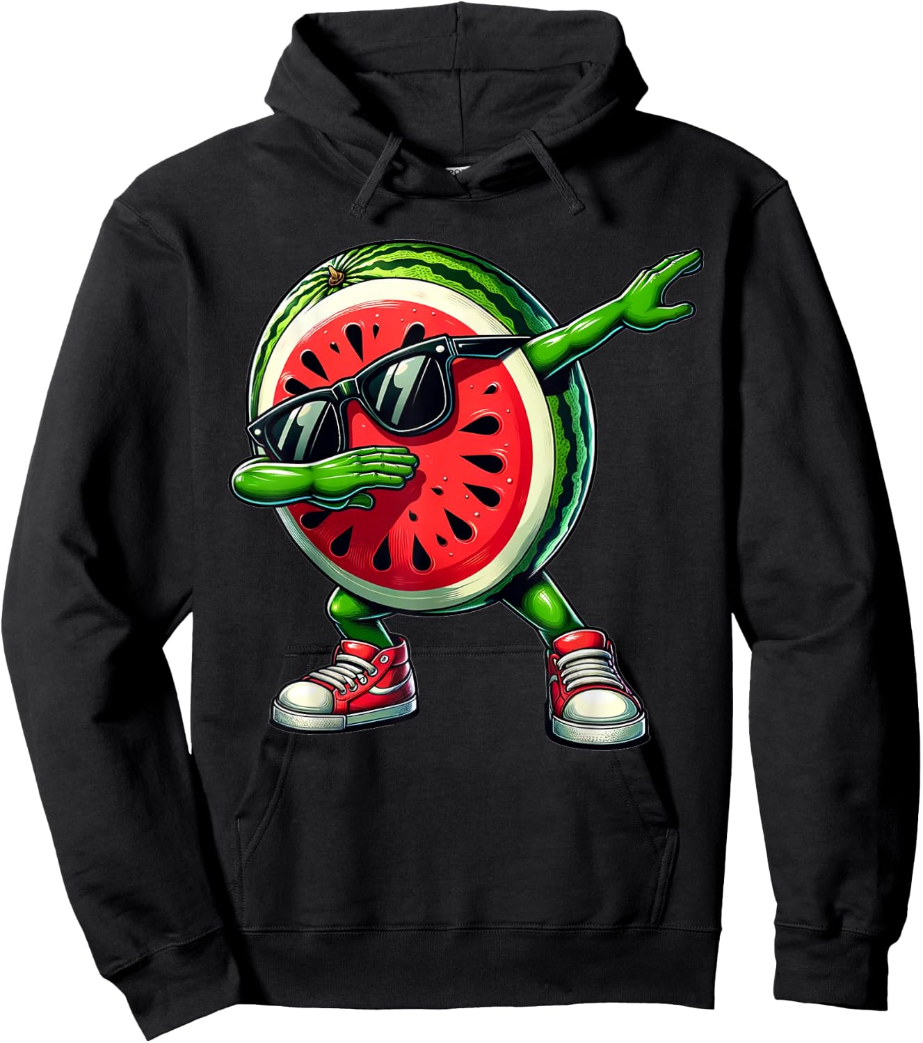 Dabbing Watermelon Funny Melons with Fruit Motif , black Hoodie - Hoodie | Black