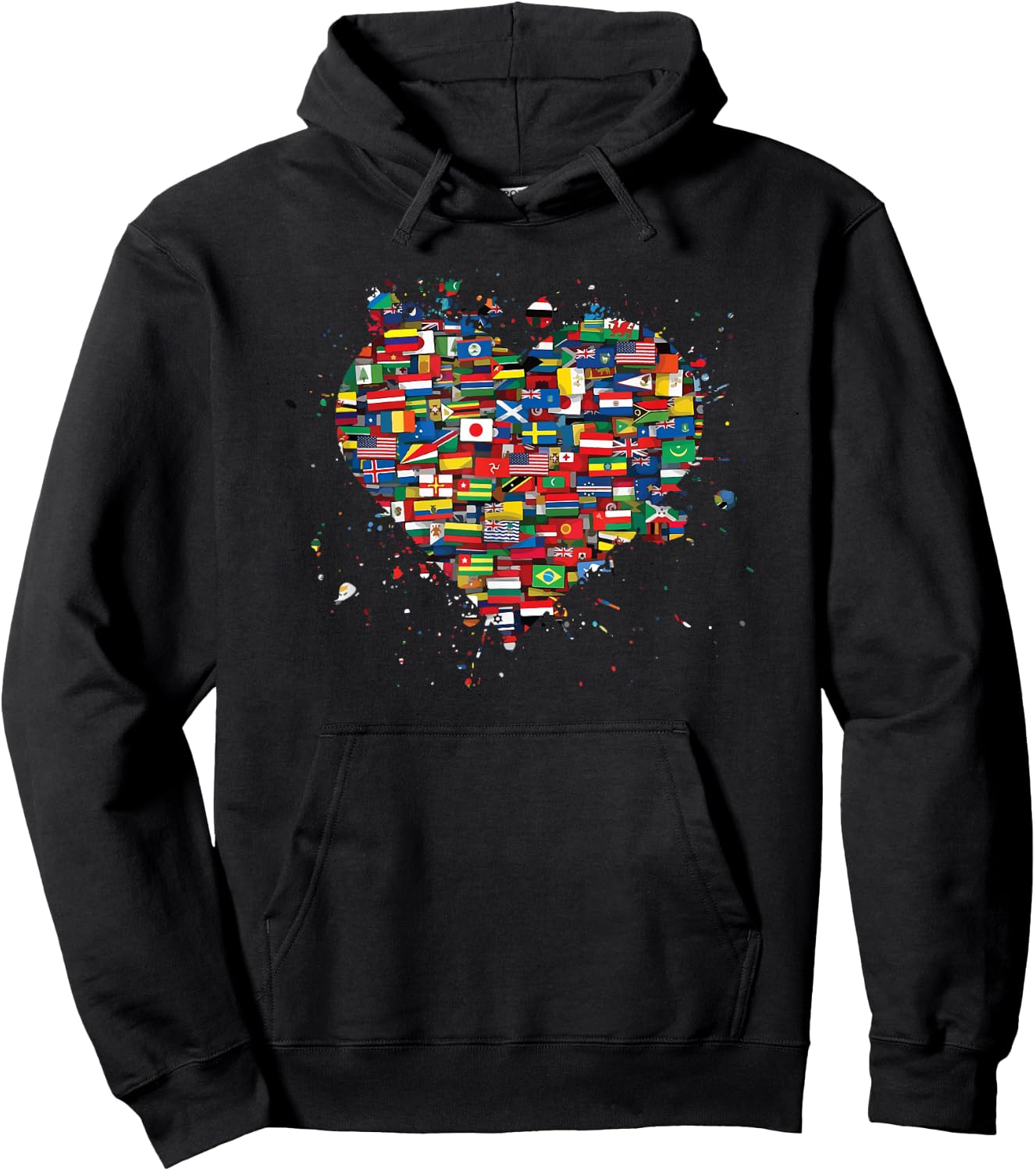 Flags of The Countries of The World International Heart Hoodie - Hoodie | Black