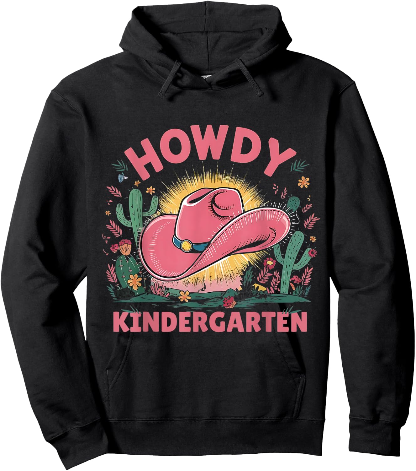 Howdy Kindergarten Western Cowgirls Cowboys Back To School Hoodie - Hoodie | Black