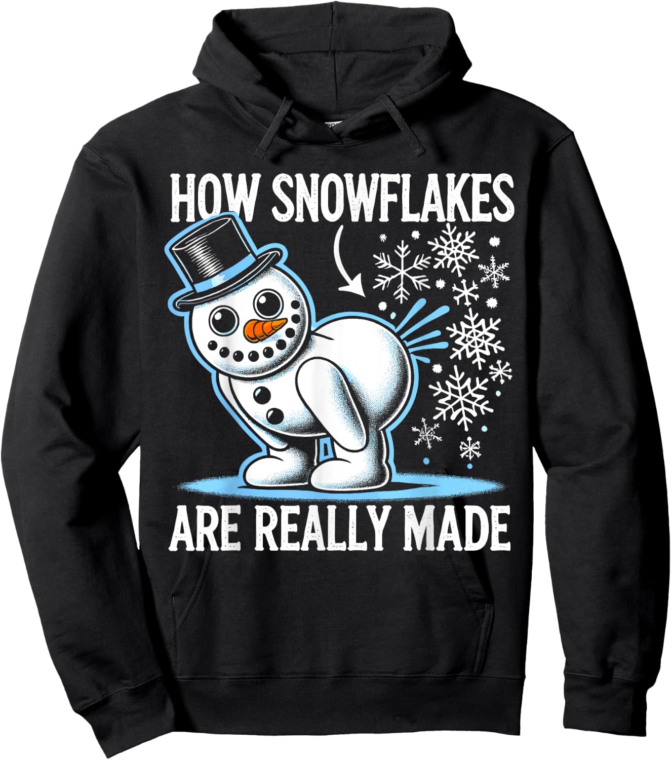 Funny Snowman How Snowflake Are Really Made Christmas Pajama Hoodie - Hoodie | Black