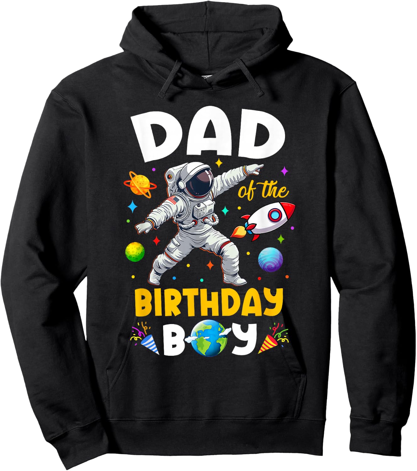 Dad Of The Birthday Boy Astronaut Outer Space Birthday Hoodie - Hoodie | Black