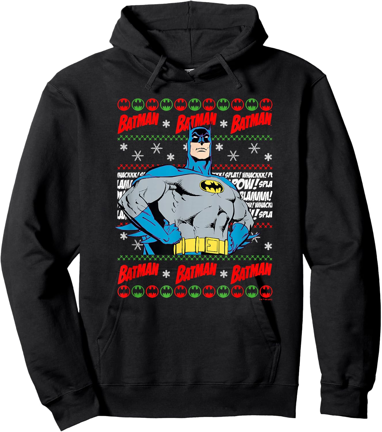 DC Comics Batman Christmas Classic Batman Ugly Sweater Hoodie - Hoodie | Black