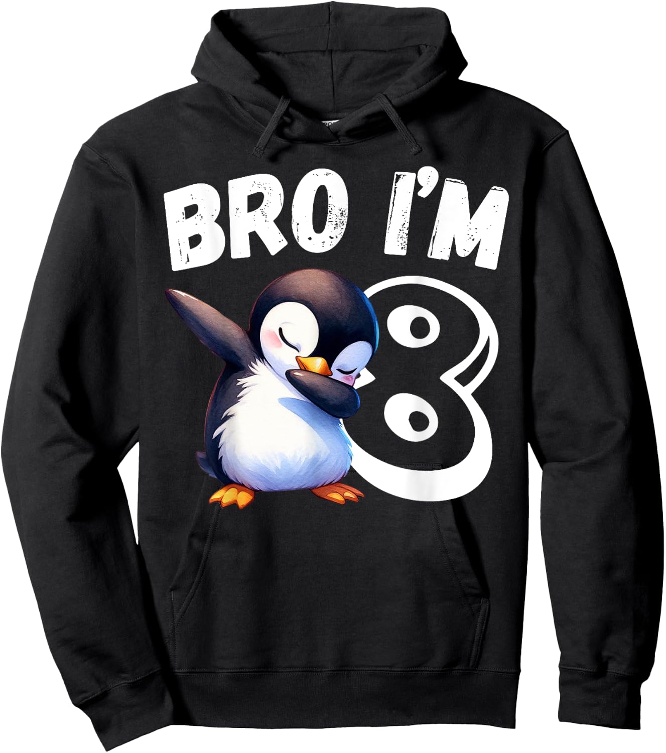 Bro I'm 8 Year Old Penguin 8th Birthday Kids Dabbing Funny Hoodie - Hoodie | Black
