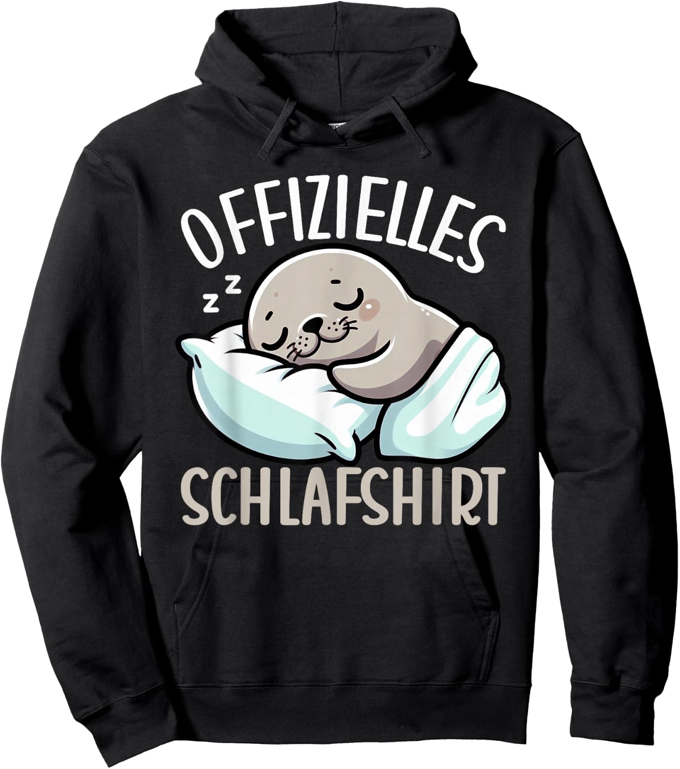 Official Sleep Shirt Seal Late Sleeper Pyjamas Bed , black Hoodie - Hoodie | Black