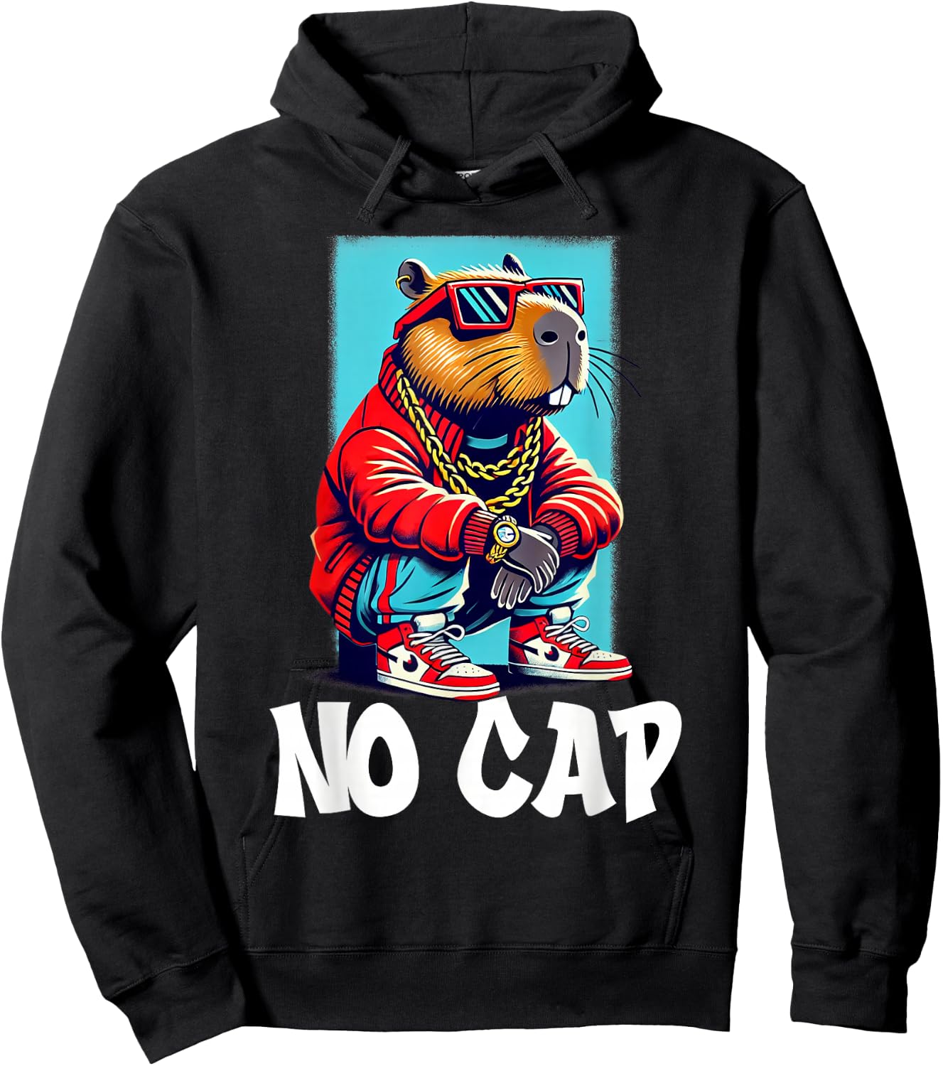 No Cap Capybara Meme Funny Zoomer Hip Hop Humor Hoodie - Hoodie | Black