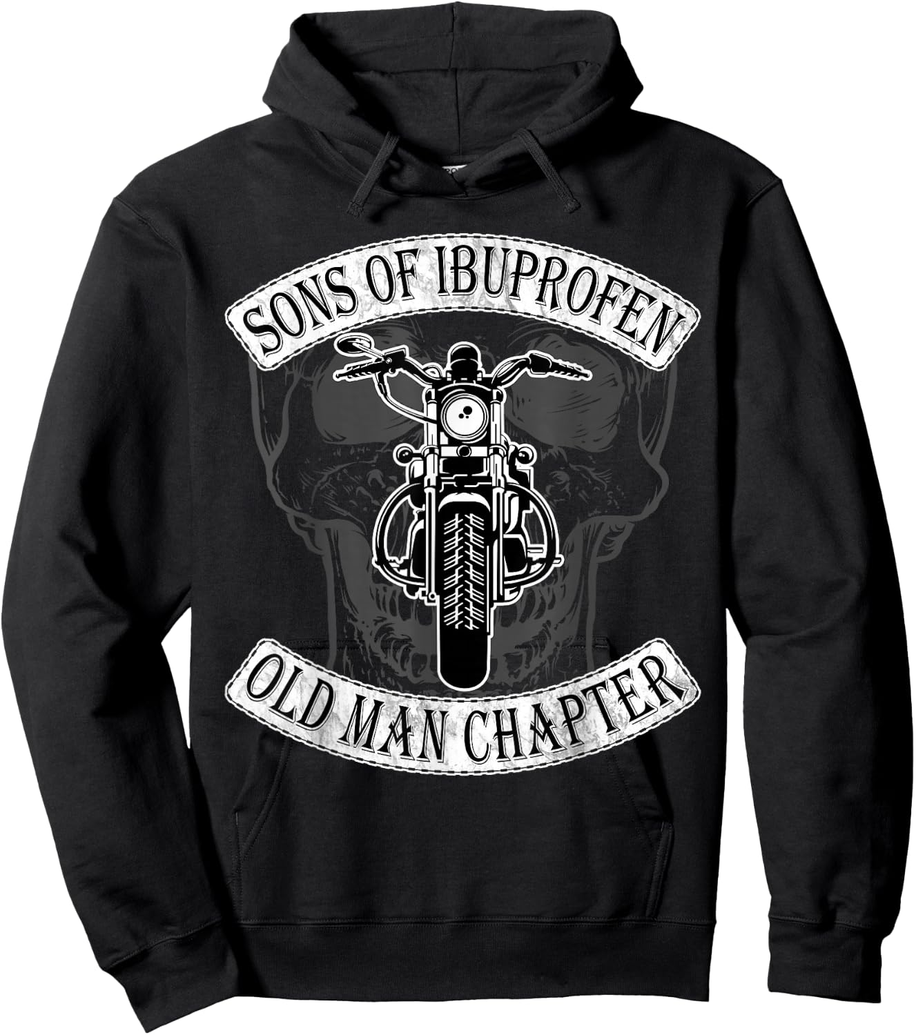 Cool Son Of Ibuprofen Old Man Chapter Funny Older Biker Gift Hoodie - Hoodie | Black