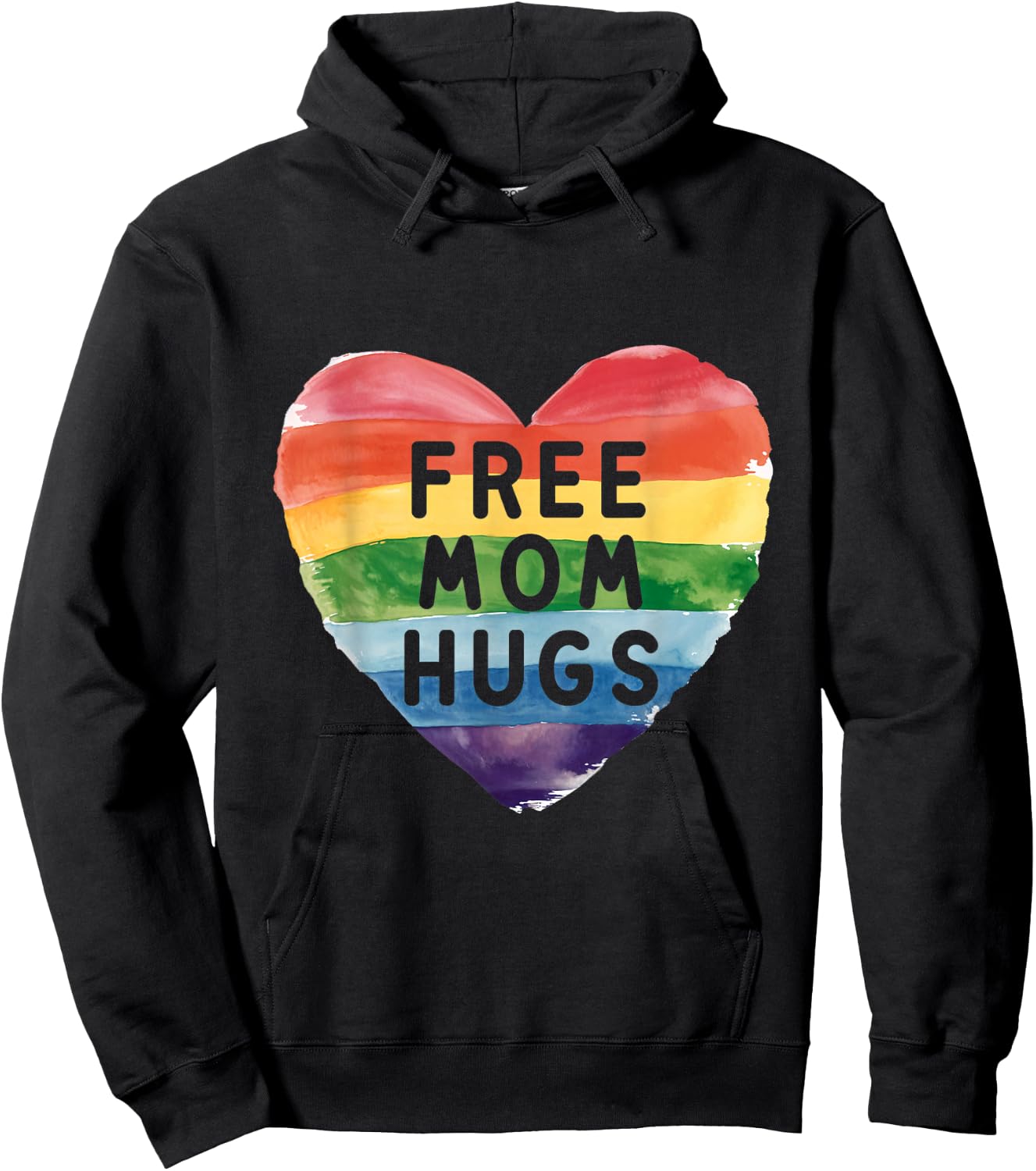 Free Mom Hugs Rainbow LGBT Pride Love Support Hoodie - Hoodie | Black