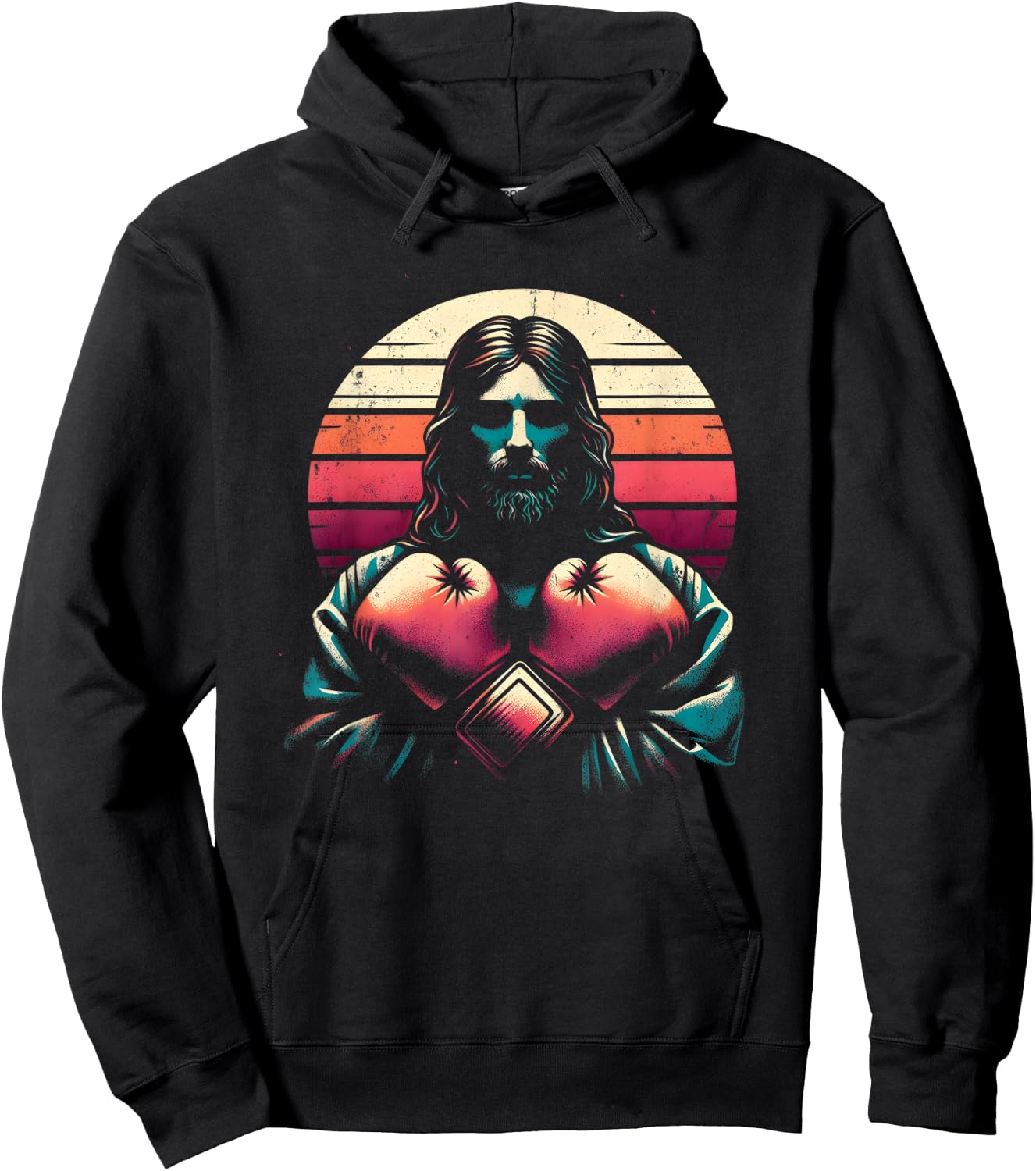 Jesus With Boxing Gloves - Funny Christian Religious Boxer Hoodie - Hoodie | Black