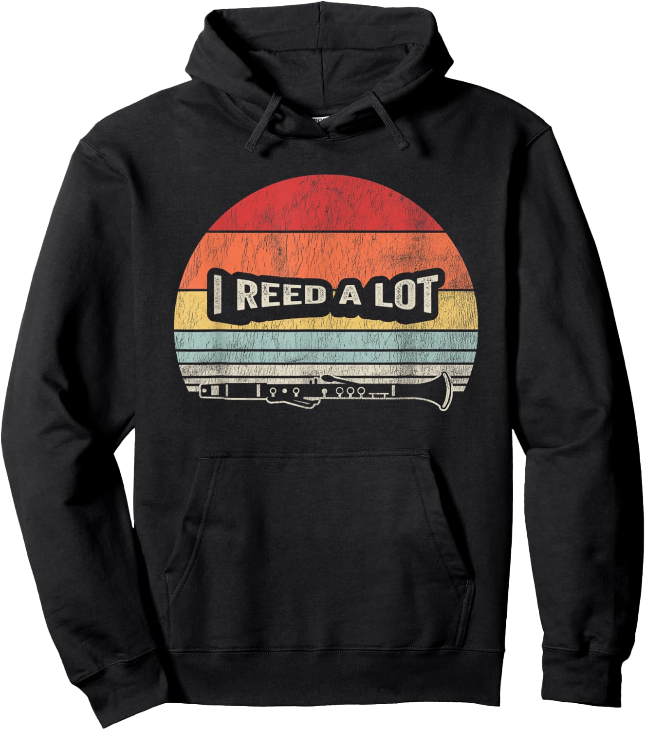 I Reed A Lot Clarinet Retro Style Humor Hoodie - Hoodie | Black