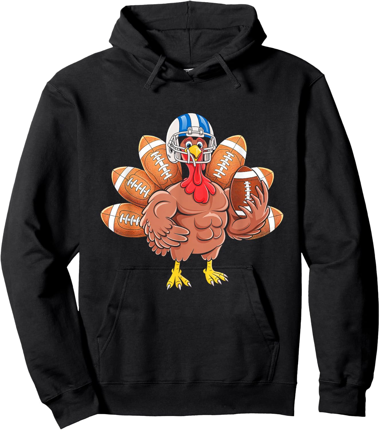 Turkey Football Thanksgiving Sport Turkey Day Football Hoodie - Hoodie | Black