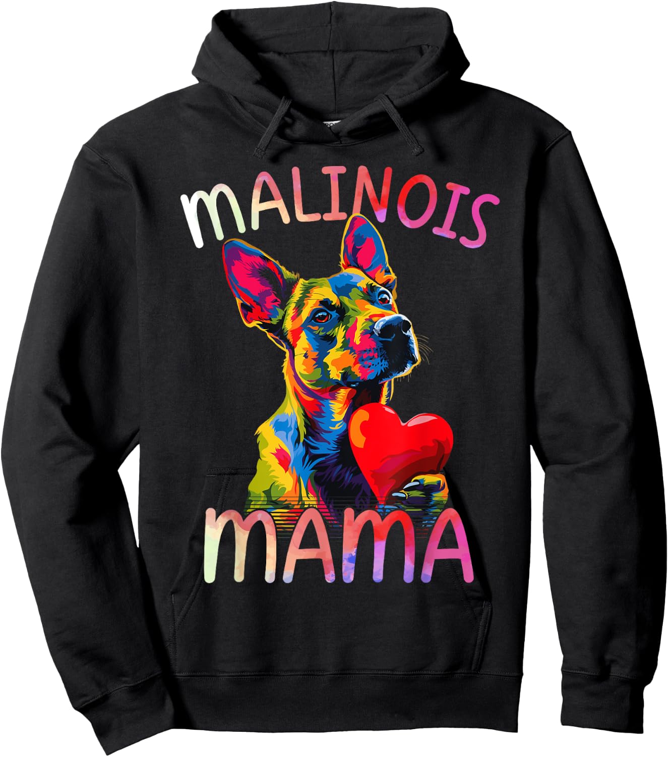 Belgian Malinois Lover Pop Art Women's Belgian Malinois Mama , black Hoodie - Hoodie | Black