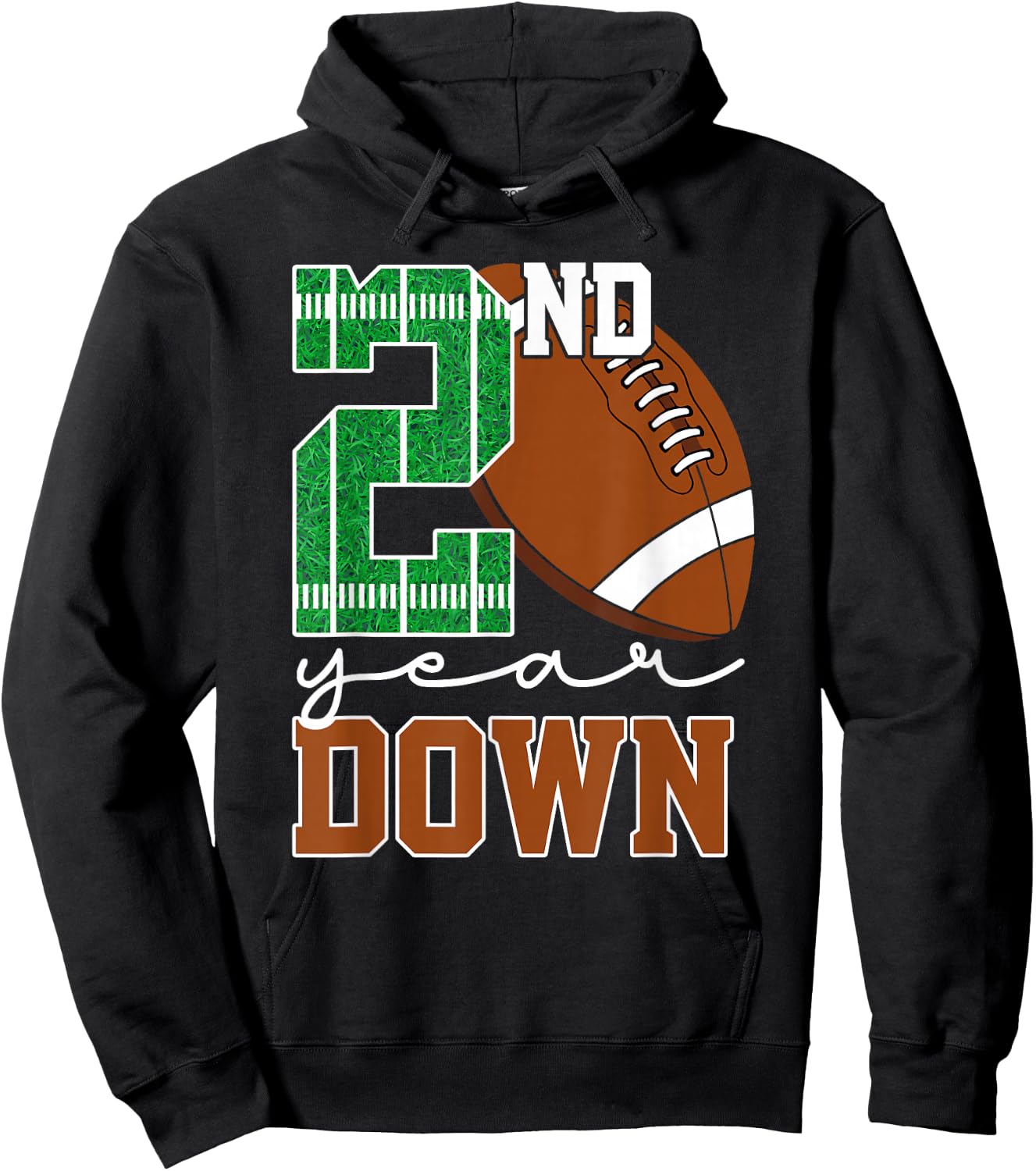 2nd Year Down Football Lover Second Birthday Boy Party Hoodie - Hoodie | Black
