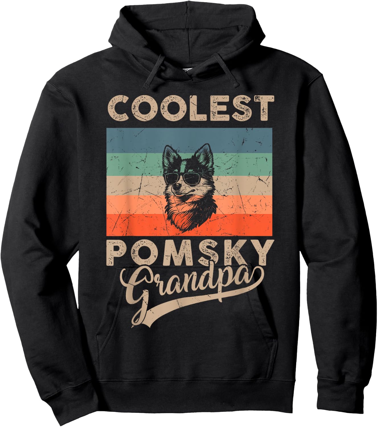 Coolest Pomsky Grandpa Gifts Funny Dog Grandpa Retro Hoodie - Hoodie | Black