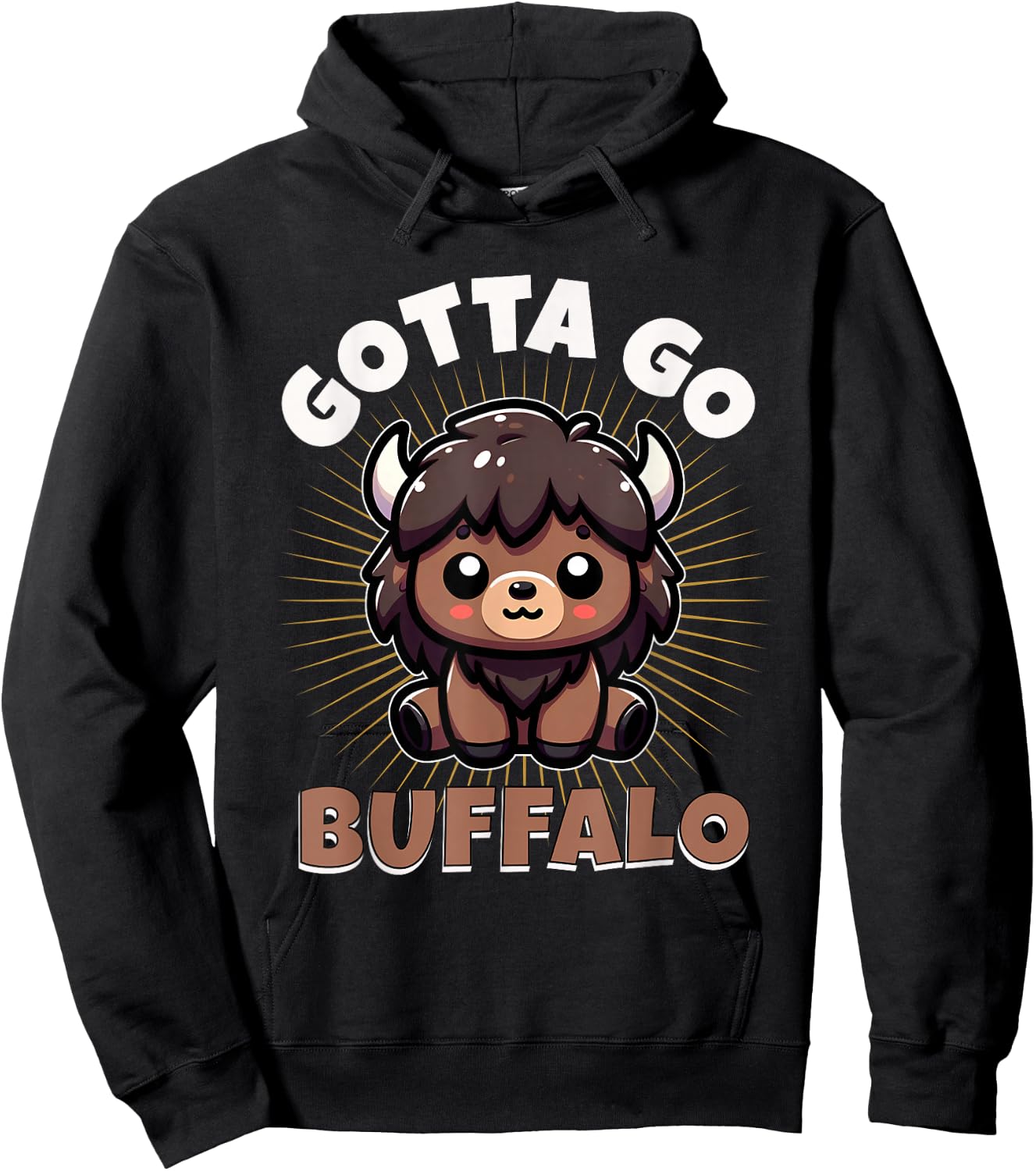 Gotta Go Buffalo Cute Funny Word Game Animal Boys Girls Kids Hoodie - Hoodie | Black