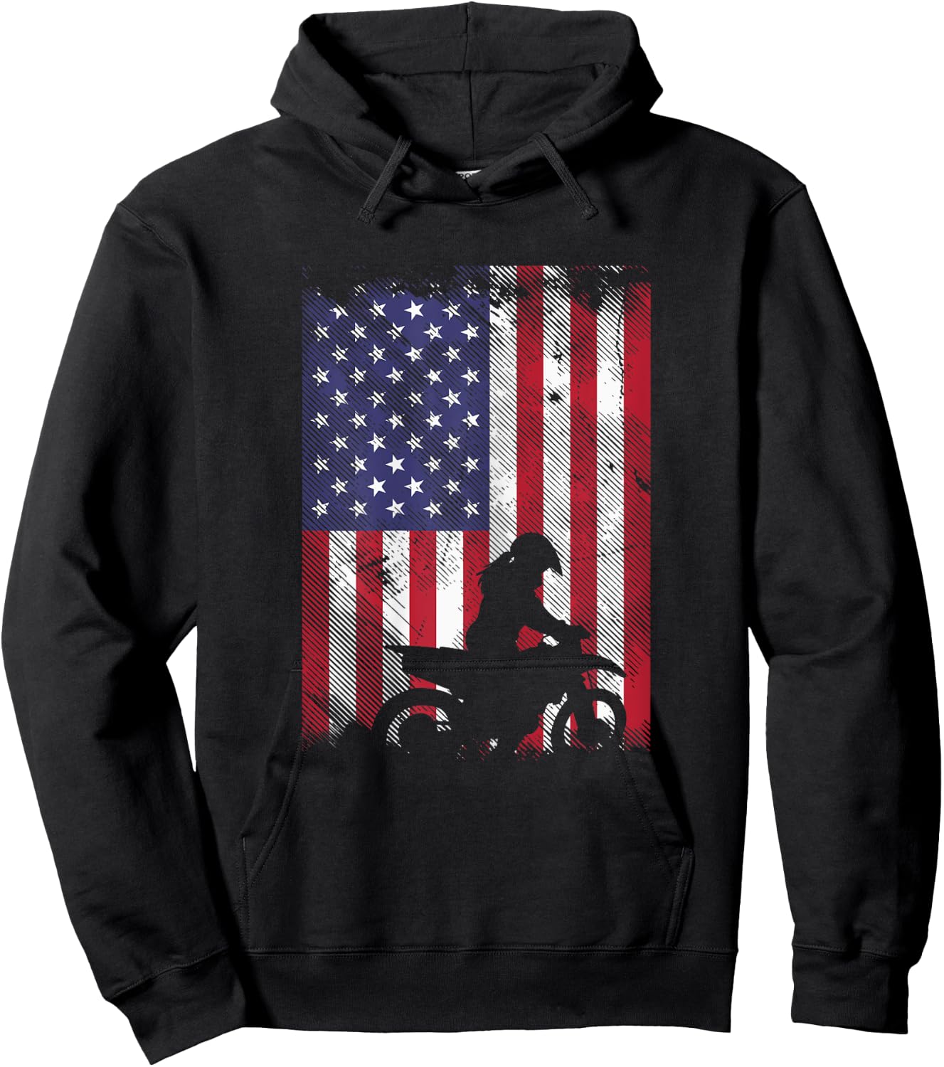 American Flag Dirt Bike Girl Vintage Motocross Racing Gift Hoodie - Hoodie | Black