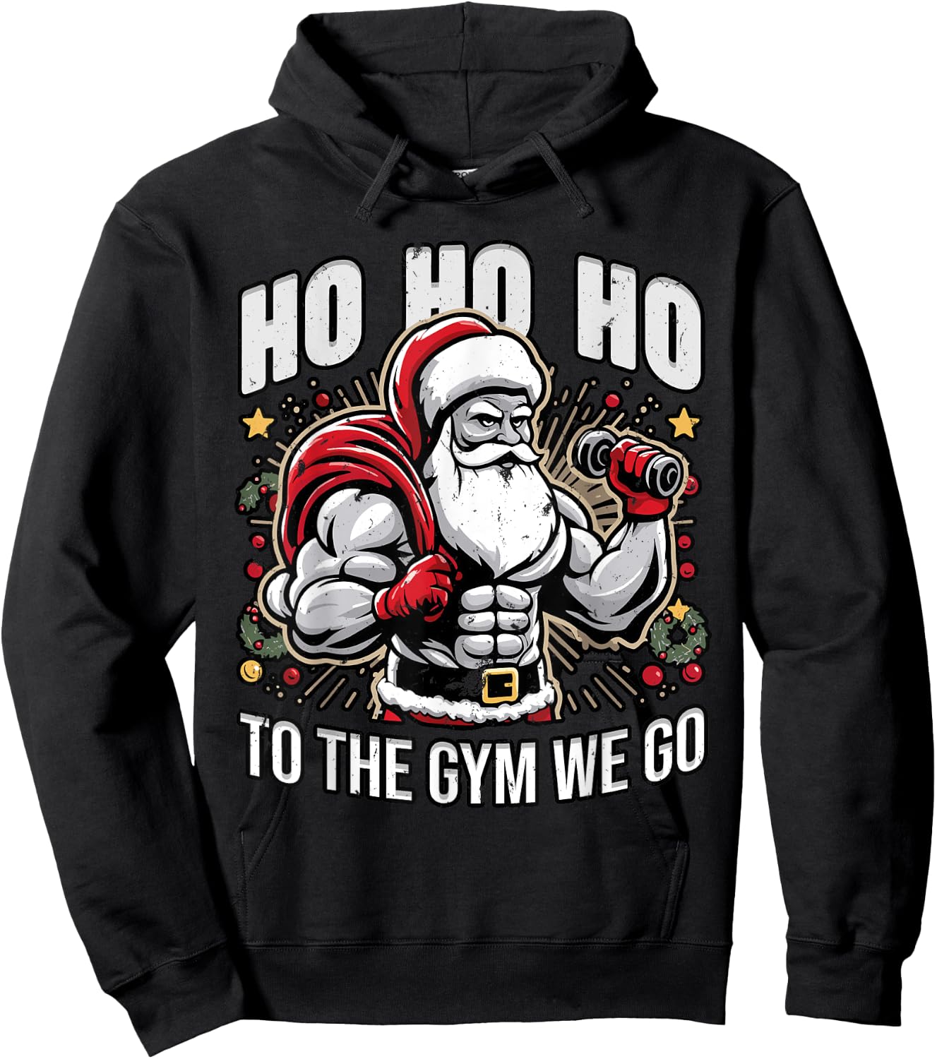 Ho Ho Ho To the gym we go Christmas Santa Hoodie - Hoodie | Black