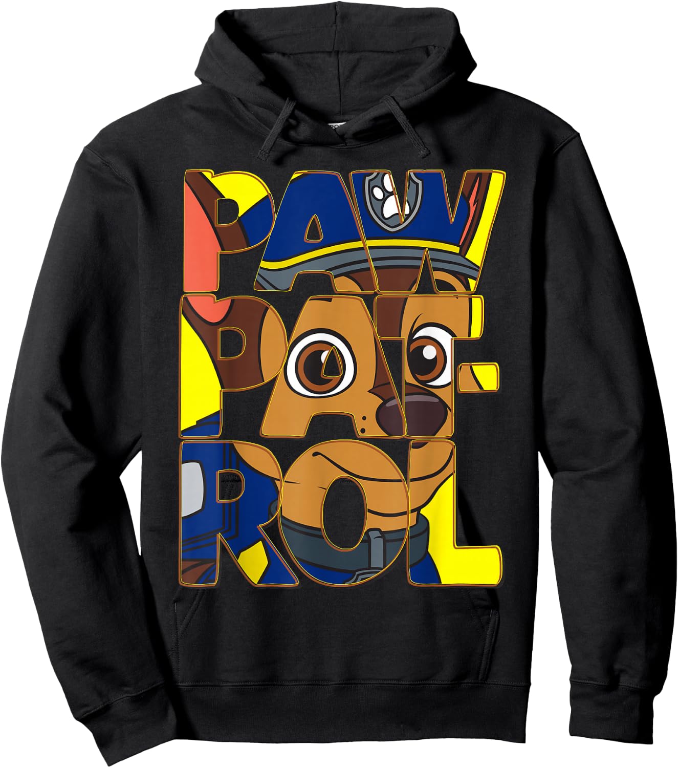 Police Pup Chase With Text On Face Hoodie - Hoodie | Black