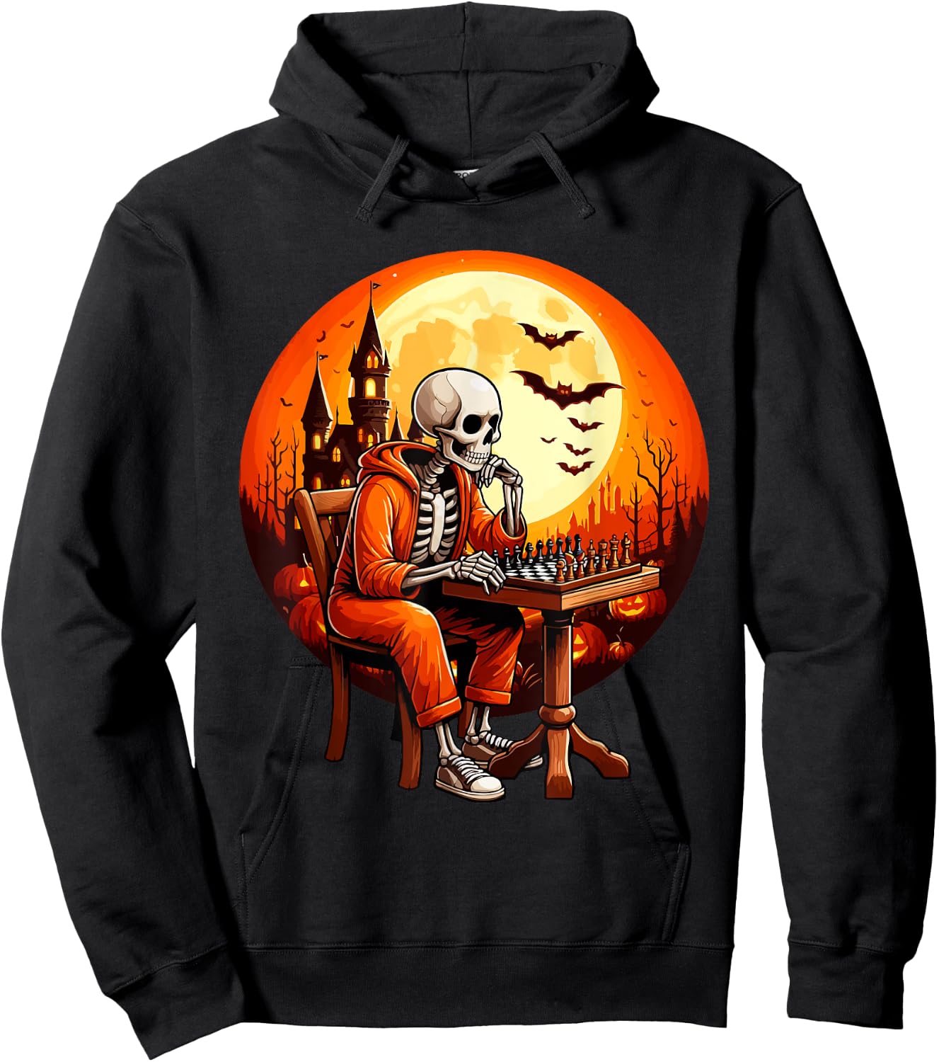 Skeleton Halloween Costume Chess Player Sport Lover Kids Hoodie - Hoodie | Black
