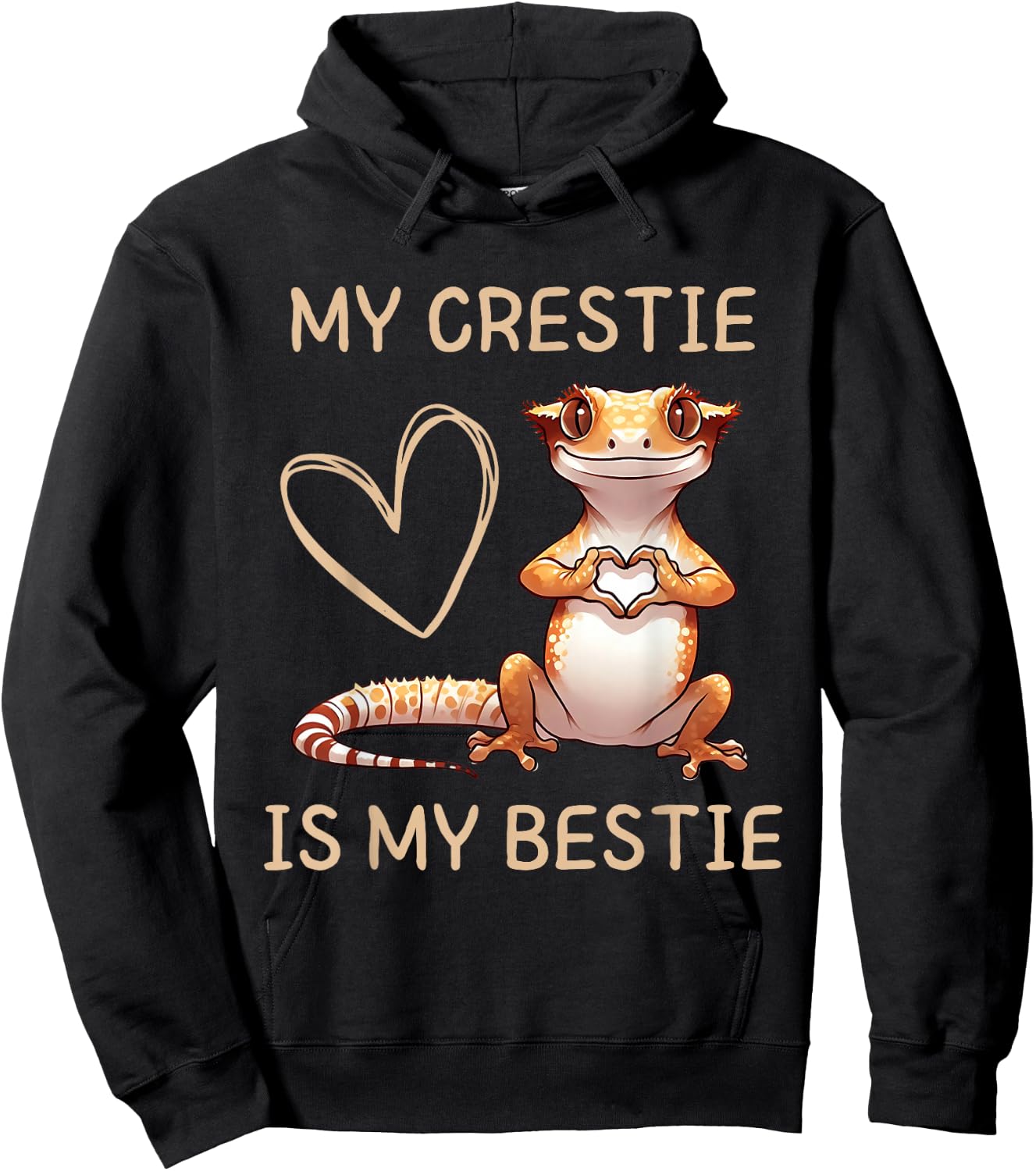 My Crestie is my Bestie Cute Crested Gecko Mom Women Girls Hoodie - Hoodie | Black
