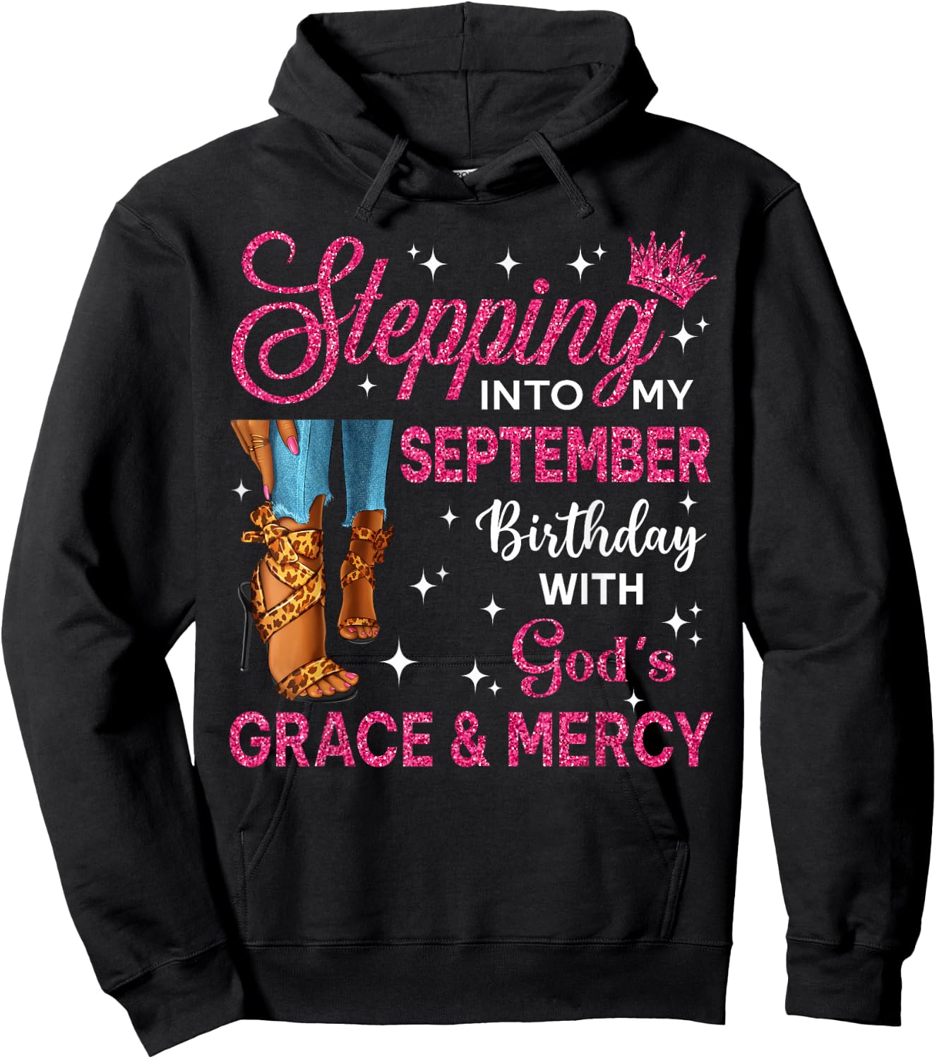 Stepping Into My September Birthday Women High Heels Bday Hoodie - Hoodie | Black